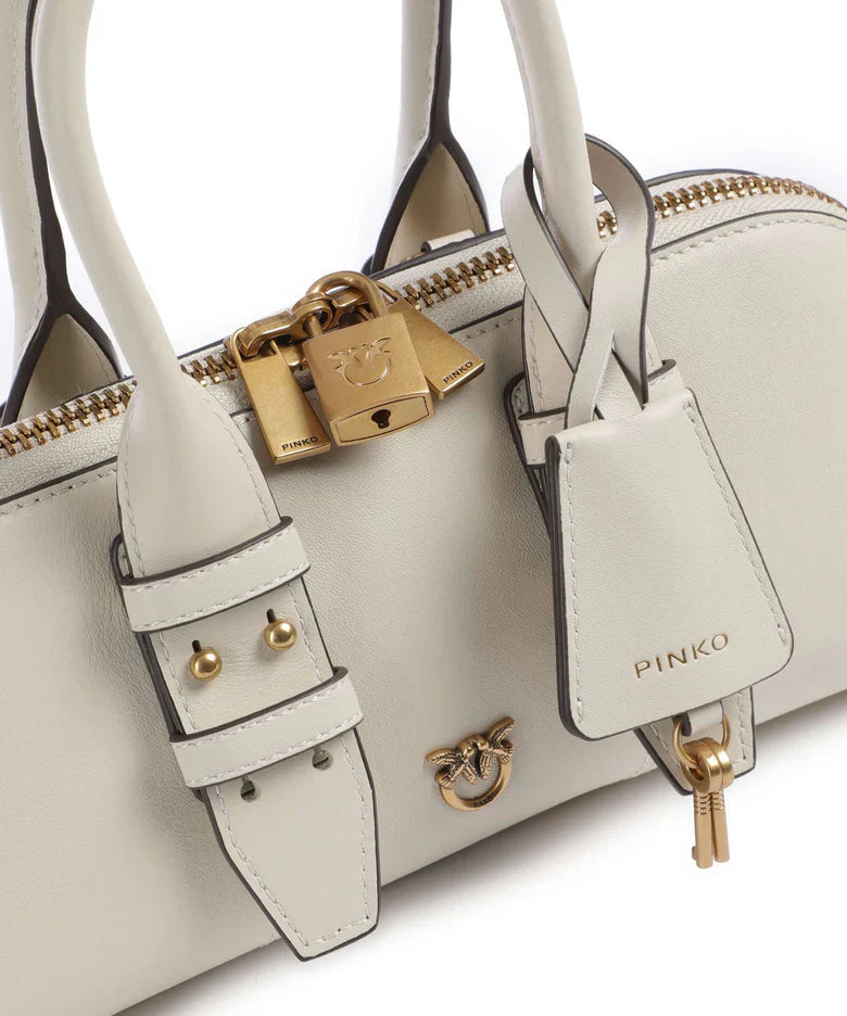 Pinko borsa Bowling Bag Horizontal in pelle panna oro 105334-A0QO Z14Q PINKO 