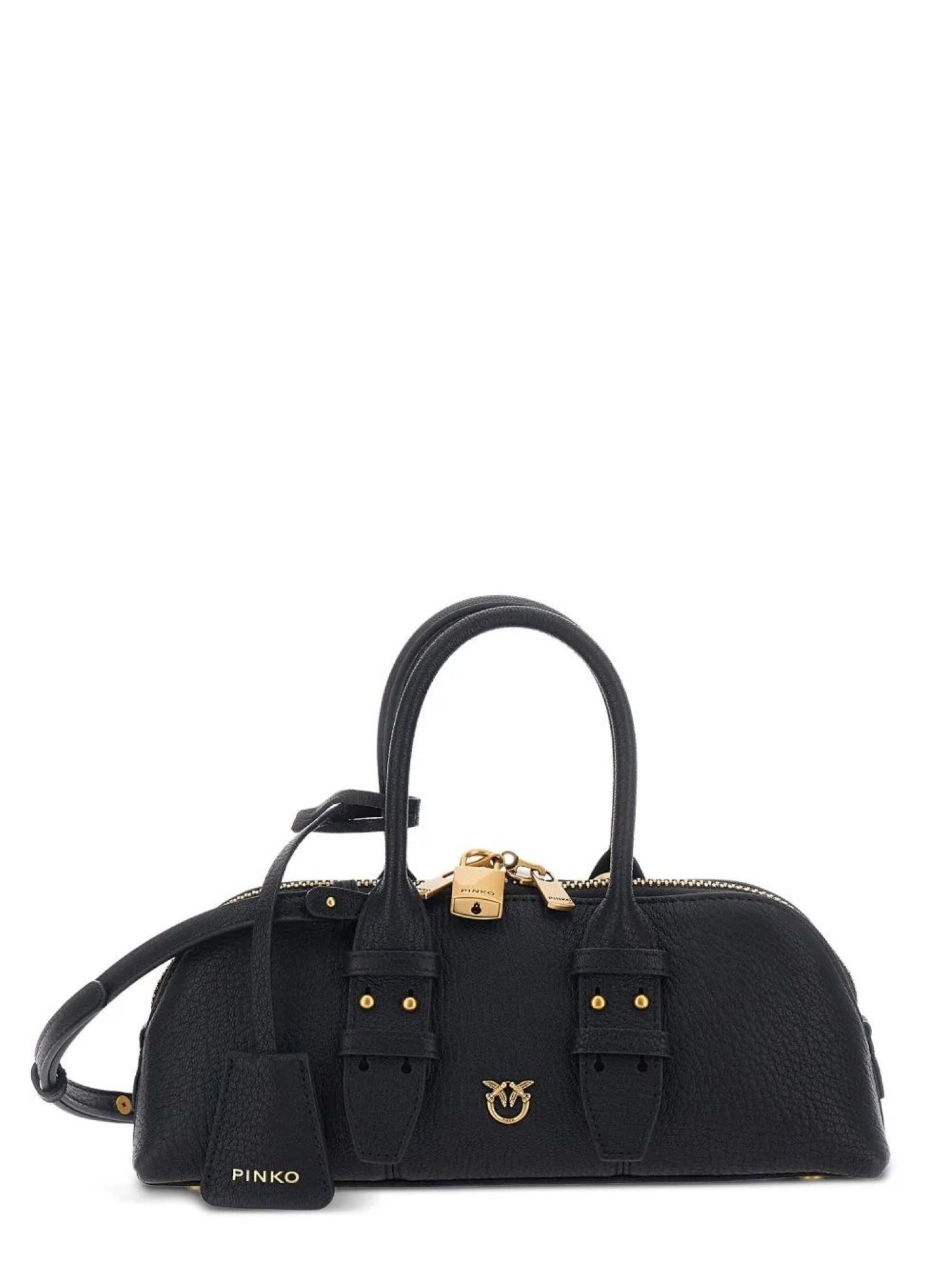 Pinko borsa Bowling Bag in pelle nero oro 105334-A3CX Z99Q PINKO 