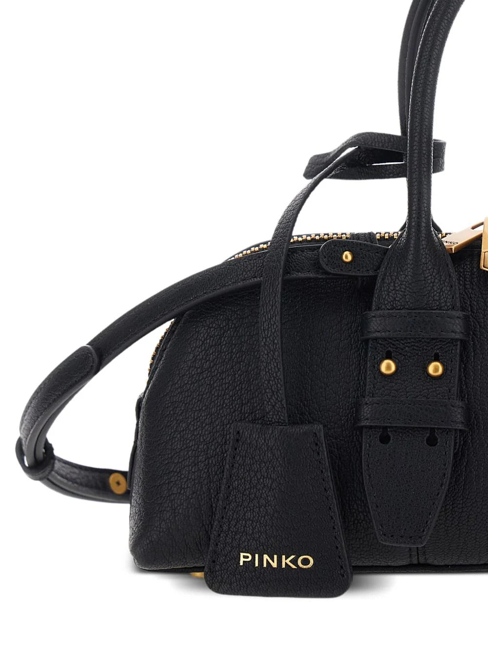 Pinko borsa Bowling Bag in pelle nero oro 105334-A3CX Z99Q PINKO 