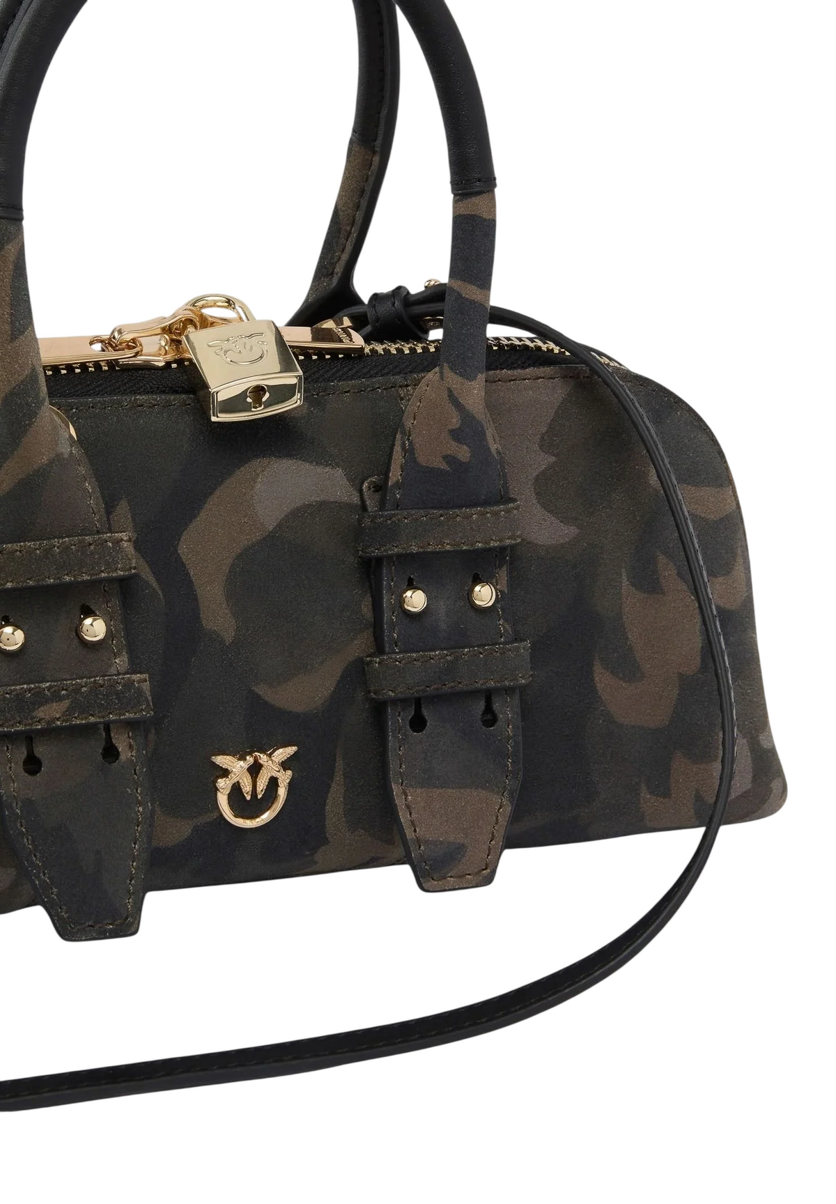 Pinko borsa Bowling Bag Horizontal Suede camouflage verde marrone 105334-A3LR ST3Y PINKO 