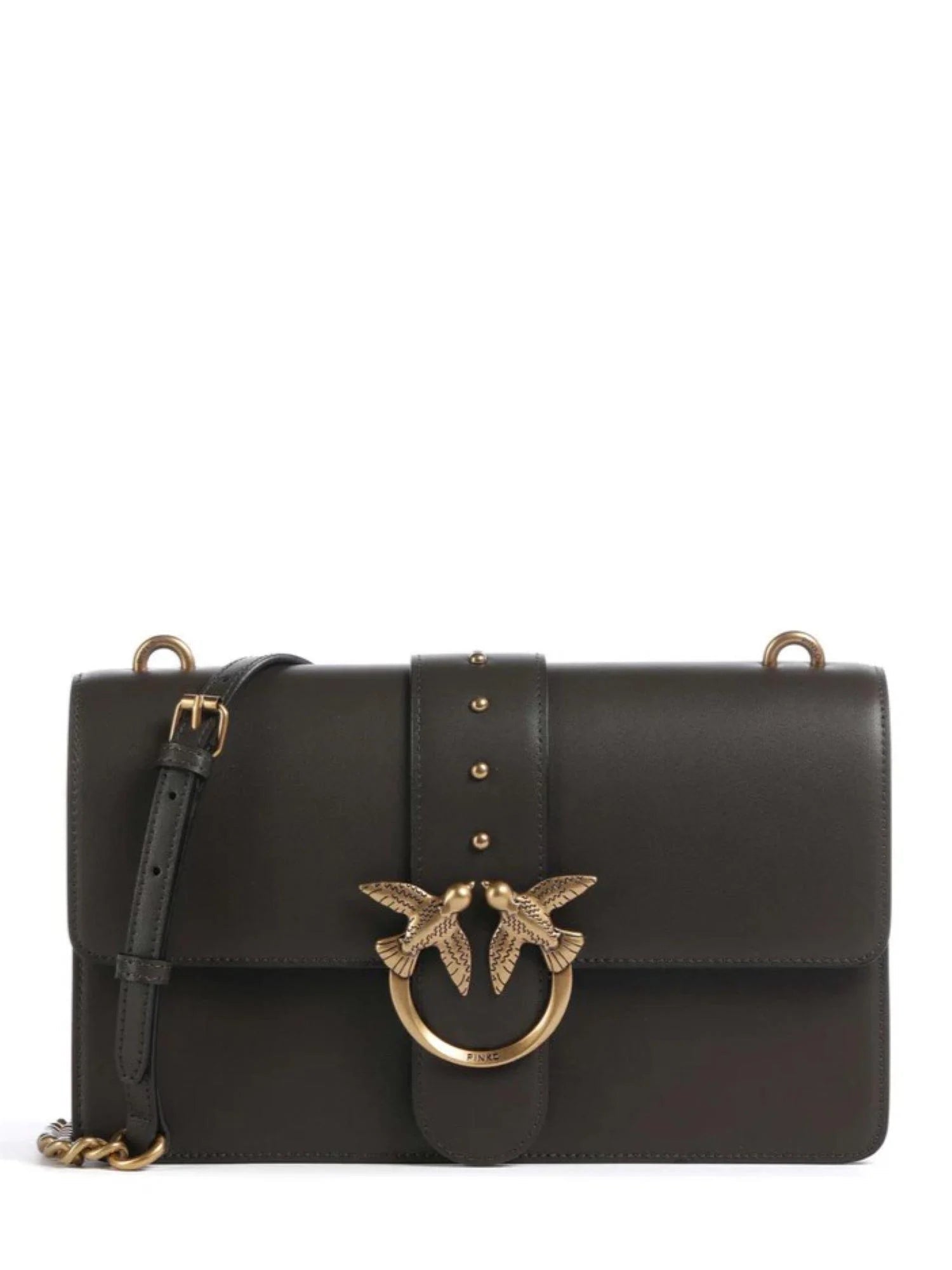 Pinko borsa a tracolla Love One Classic in pelle verde fango oro 105857-A0F1 K35Q PINKO 