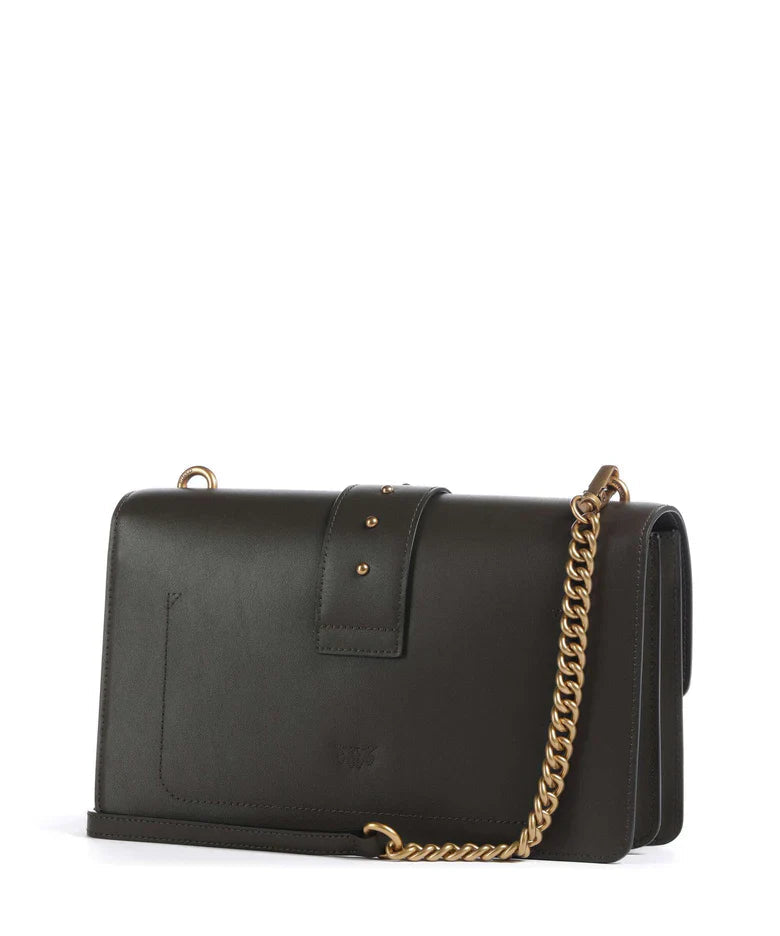 Pinko borsa a tracolla Love One Classic in pelle verde fango oro 105857-A0F1 K35Q PINKO 