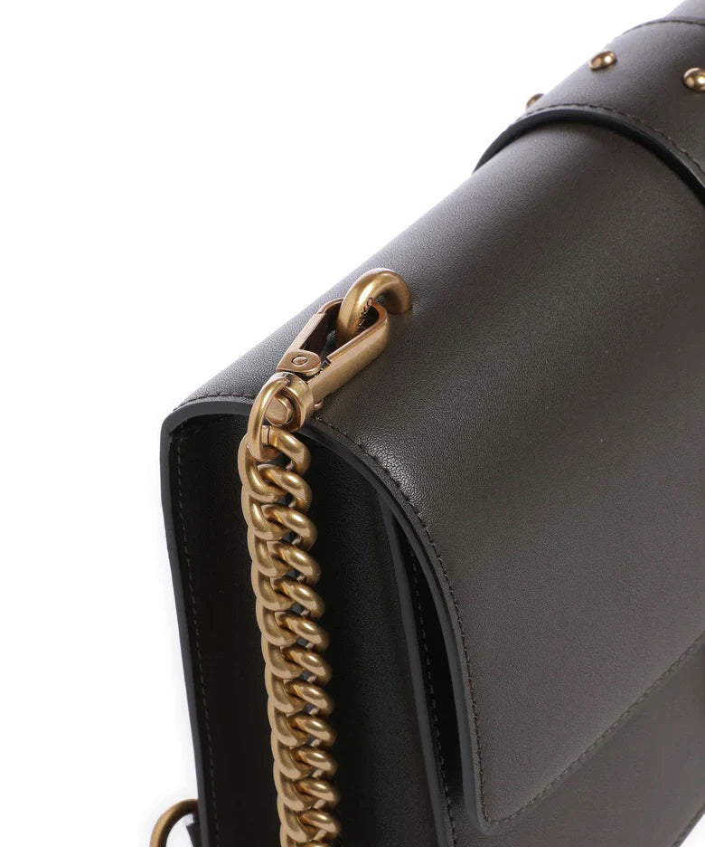 Pinko borsa a tracolla Love One Classic in pelle verde fango oro 105857-A0F1 K35Q PINKO 
