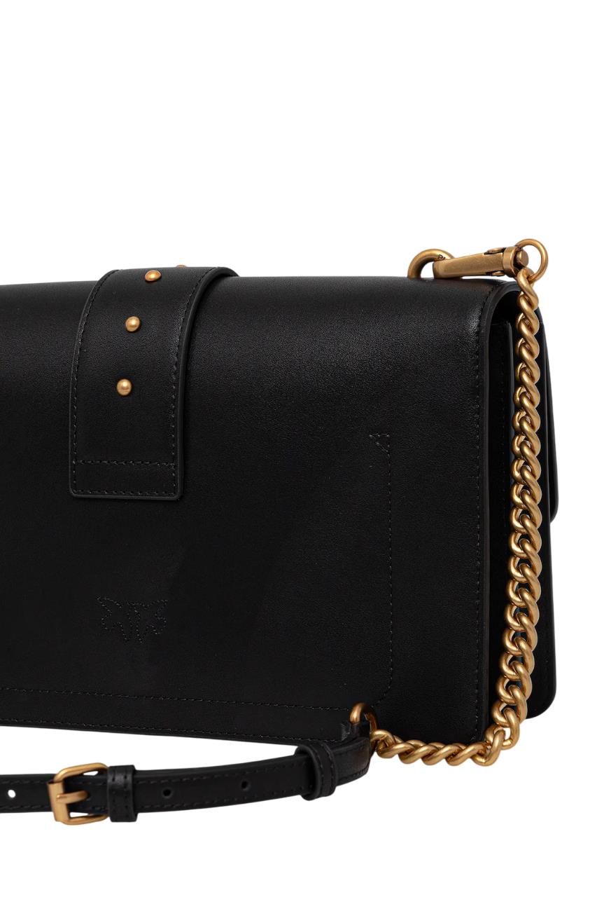 Pinko borsa a tracolla Love One Classic in pelle nero oro 105857-A0F1 Z99Q PINKO 