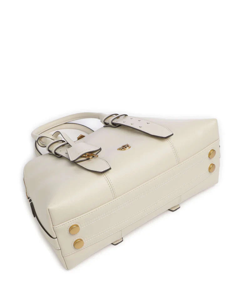 Pinko borsa Bowling Bag Medium in pelle bianco oro 105906-A0QO Z14Q PINKO 