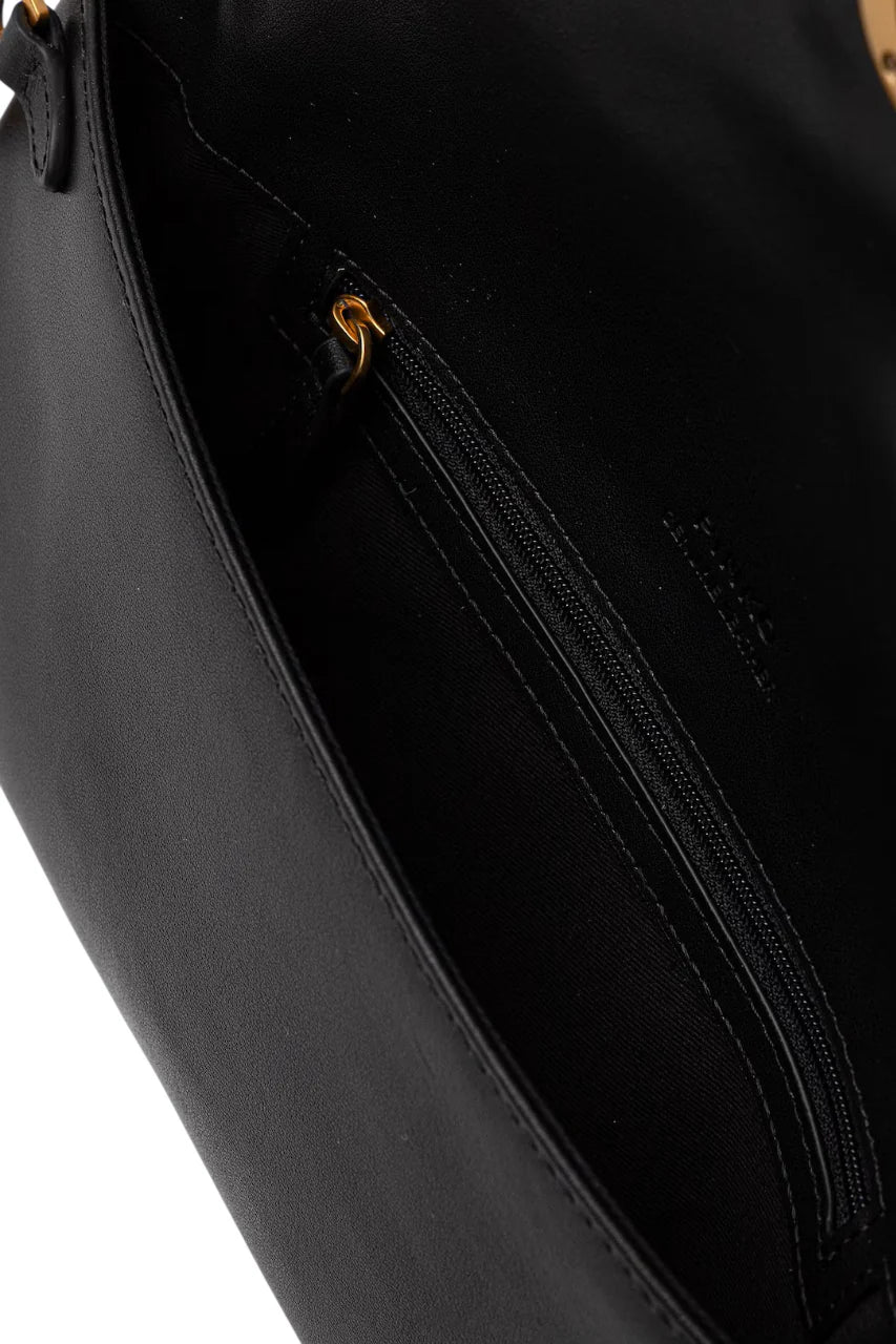 Pinko borsa Click Soft Horizontal Classic in pelle nero oro 106022-A0QO Z99Q PINKO 