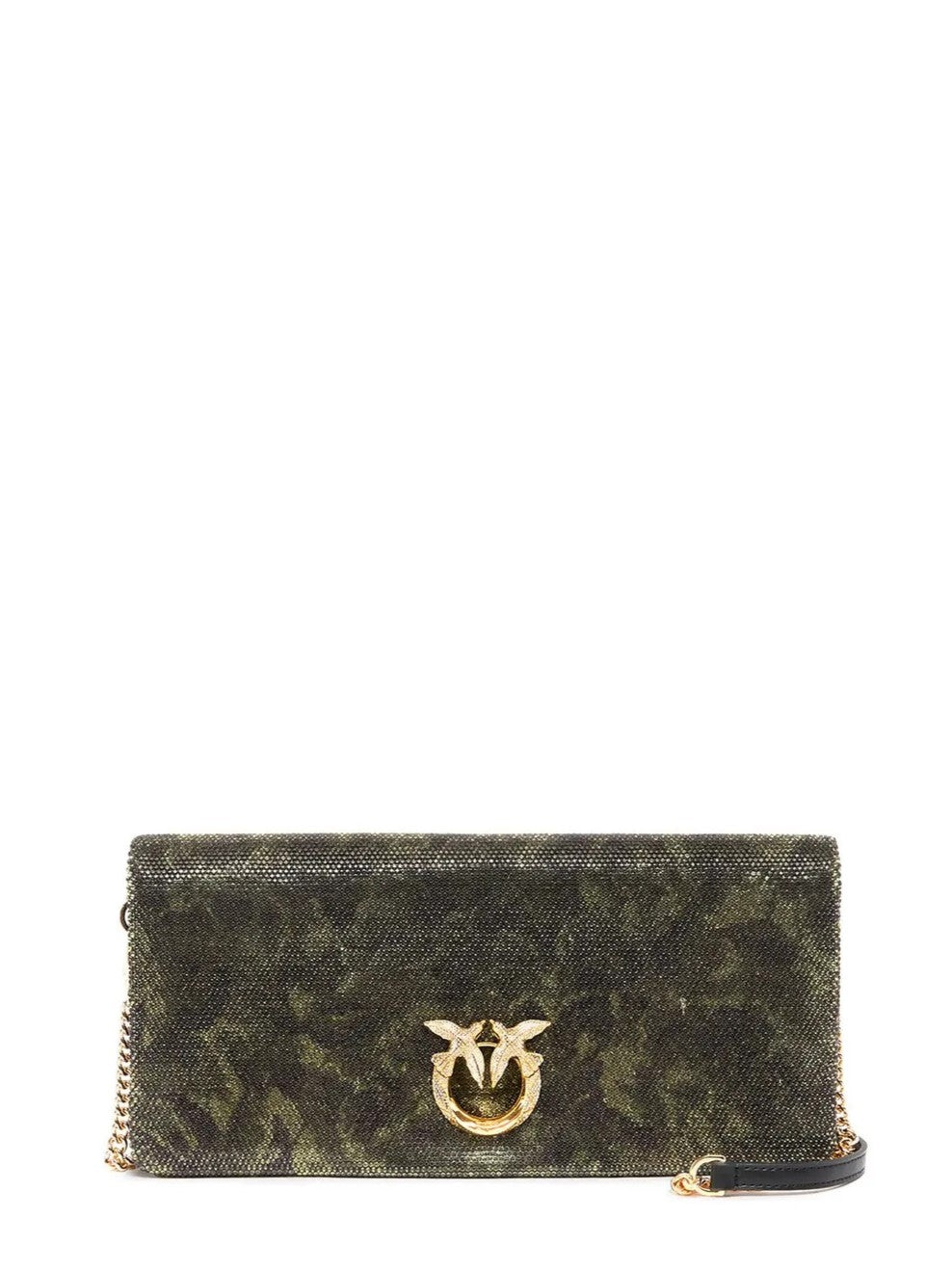Pinko borsa Click Soft Horizontal Classic con strass camouflage verde 106022-A3LL ST3Y PINKO 