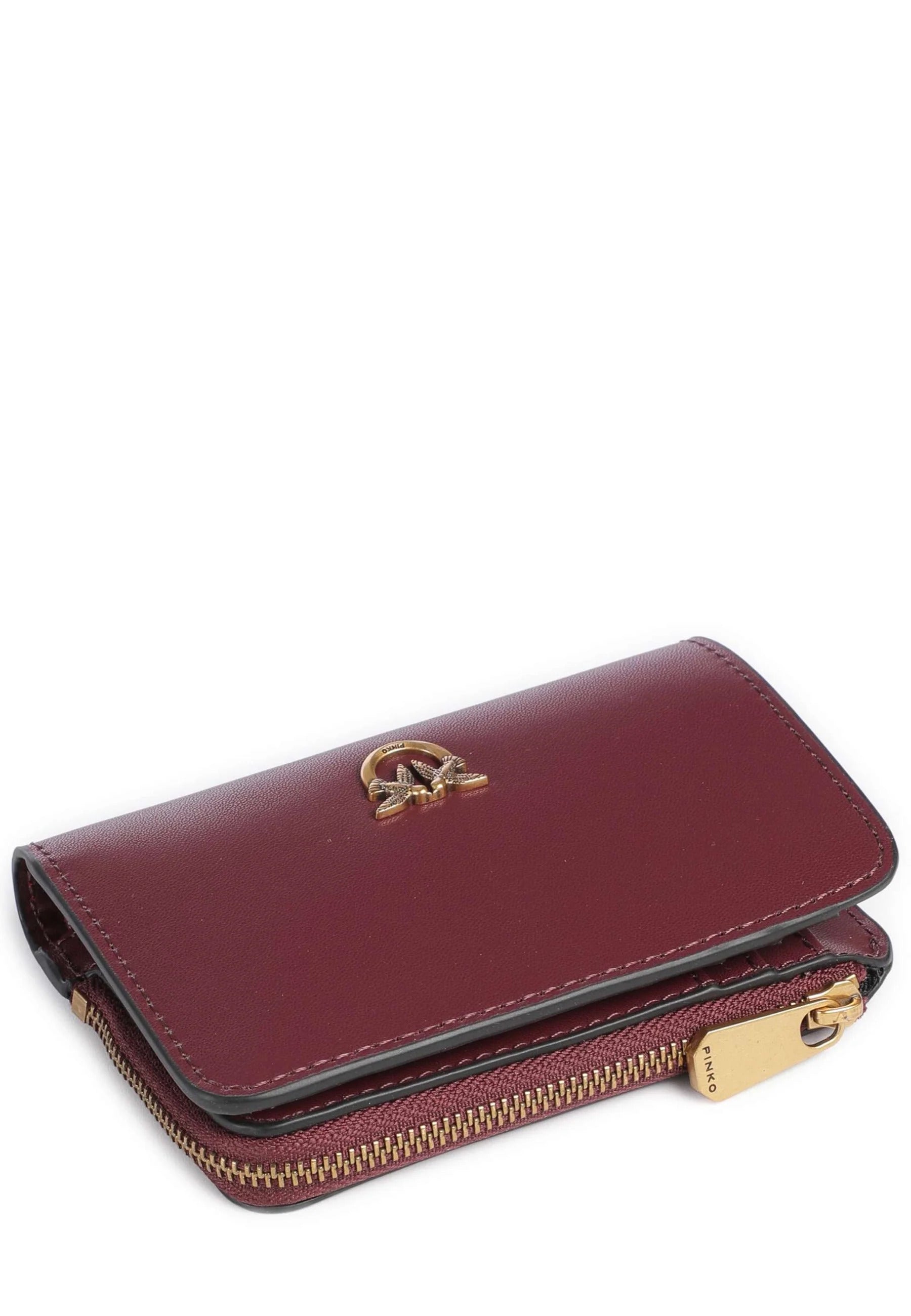 Pinko portafogli mini Wallet in pelle bordeaux oro 106206-A0F1 WW5Q PINKO 