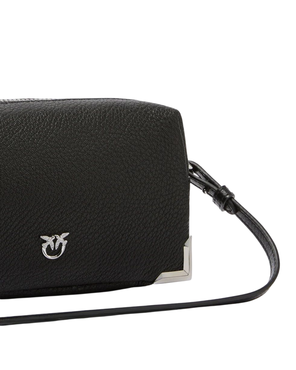 Pinko borsa Bauletto Trittico in pelle martellata nero argento 106761-A3CX Z99N PINKO 