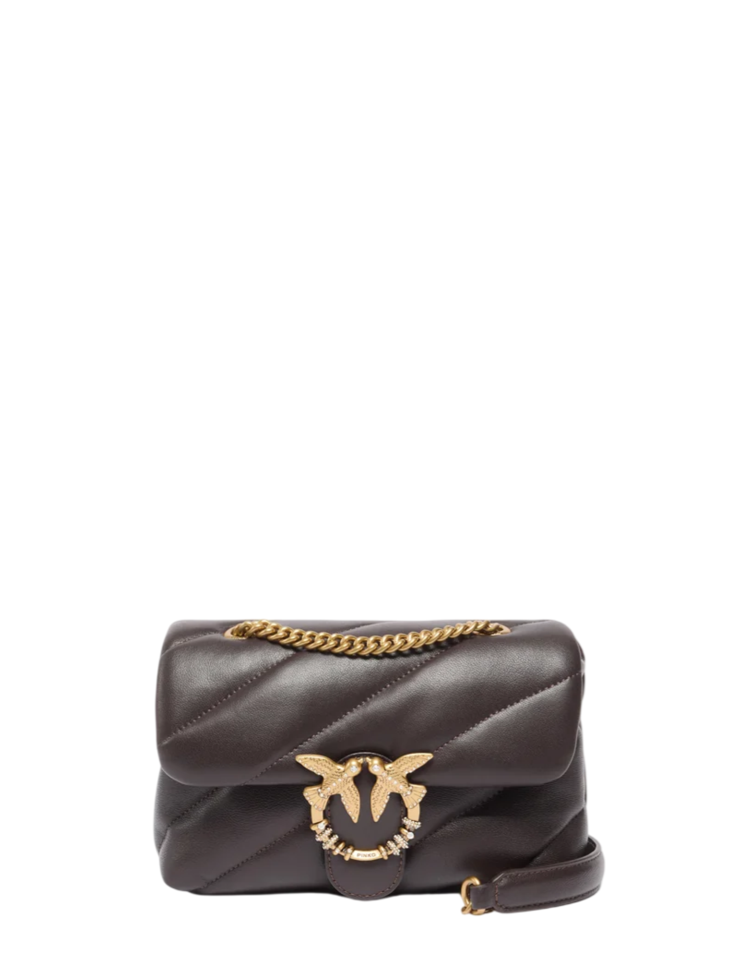 Pinko borsa a spalla Love Bag Puff Mini New Buckle in pelle moro oro 107058-A0F2 M12Q PINKO 