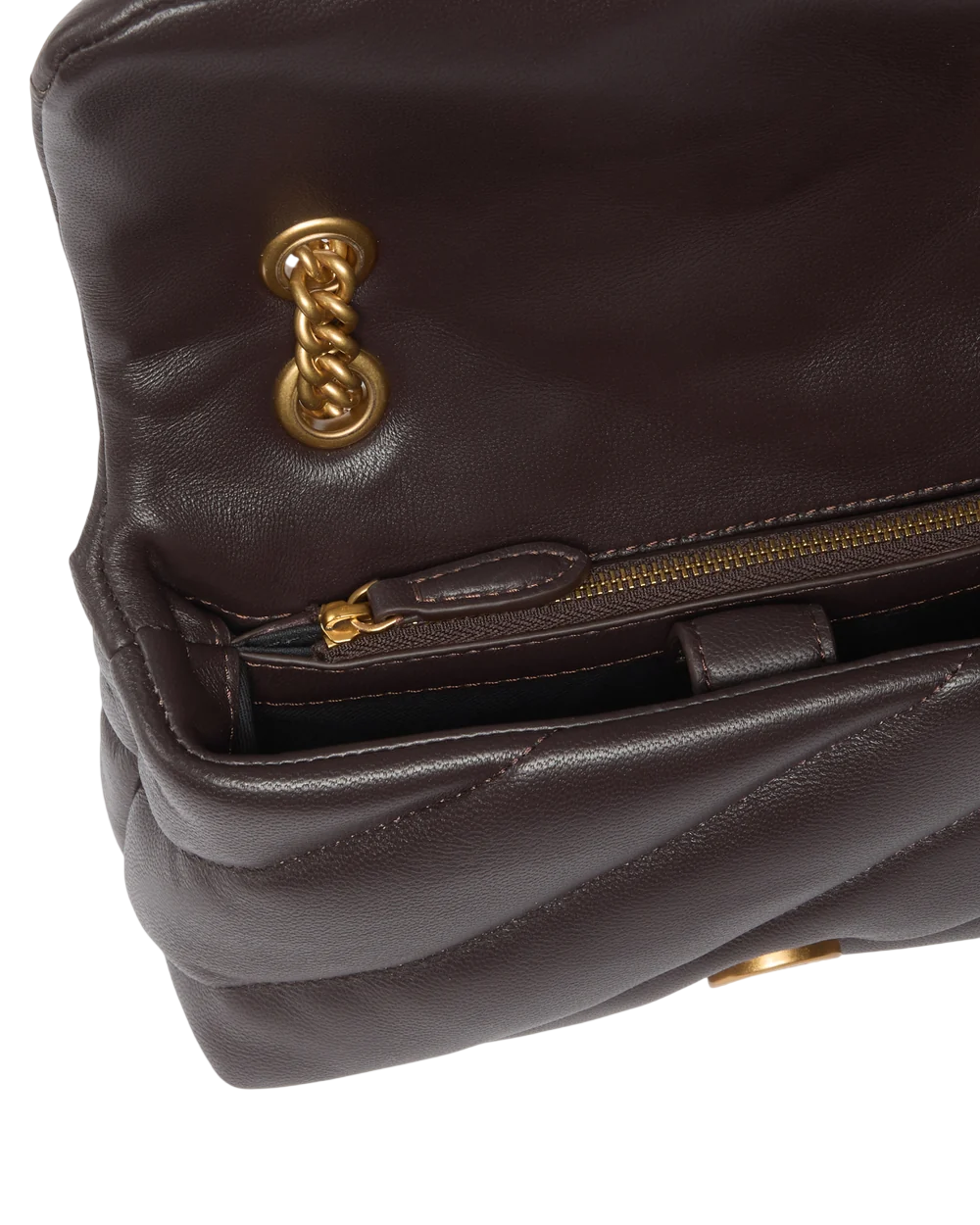 Pinko borsa a spalla Love Bag Puff Mini New Buckle in pelle moro oro 107058-A0F2 M12Q PINKO 