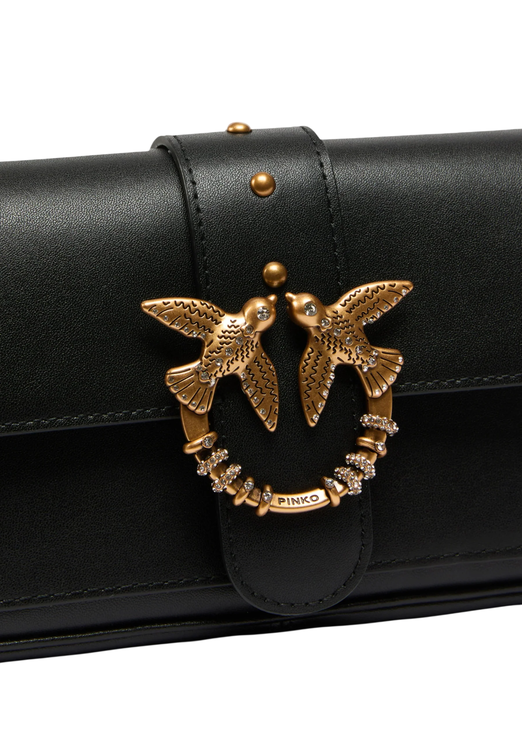Pinko borsa a tracolla Love Bag Pocket New Buckle nero oro 107072-A0F1 Z99Q PINKO 