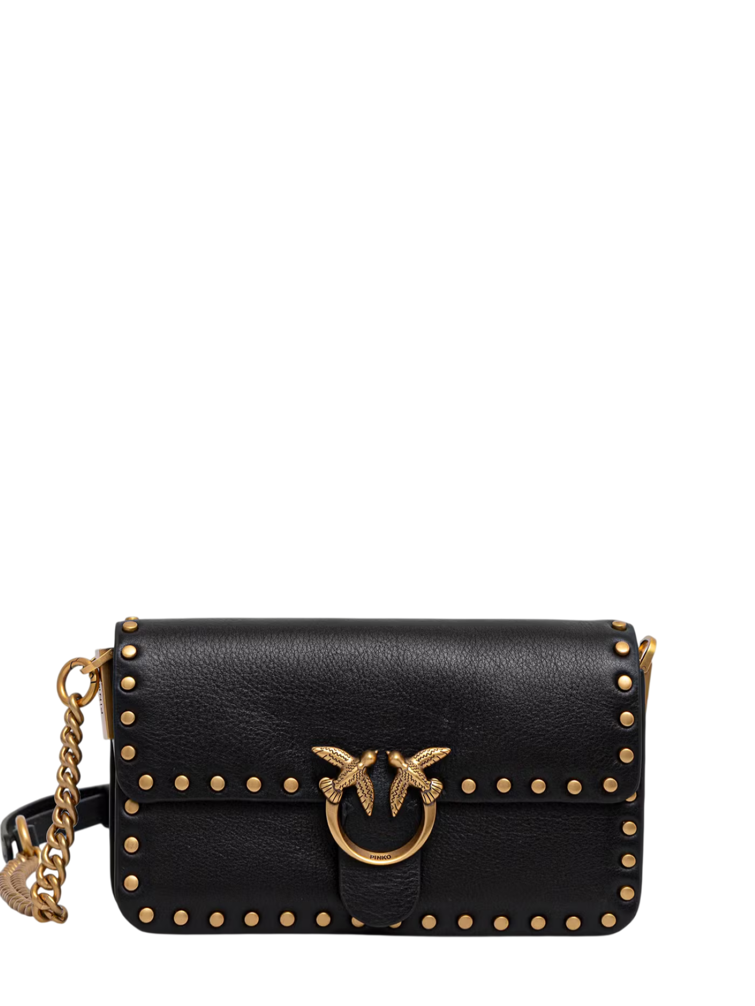 Pinko borsa Love One Slouchy Baby in pelle con borchie nero oro 107345-A2JG Z99Q PINKO 