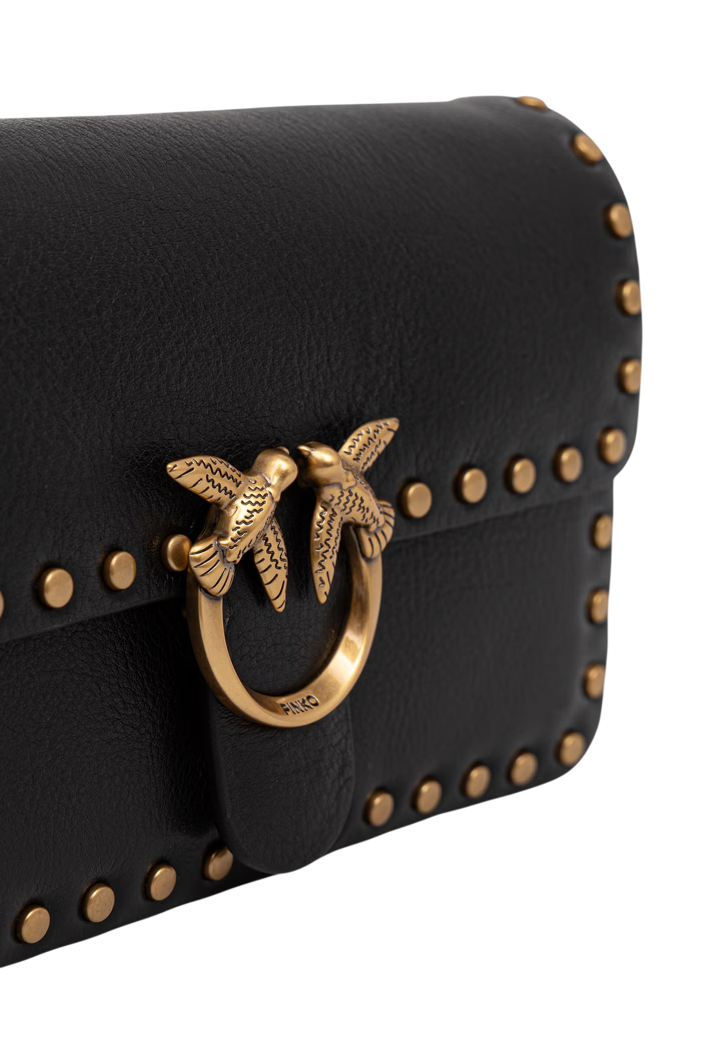 Pinko borsa Love One Slouchy Baby in pelle con borchie nero oro 107345-A2JG Z99Q PINKO 