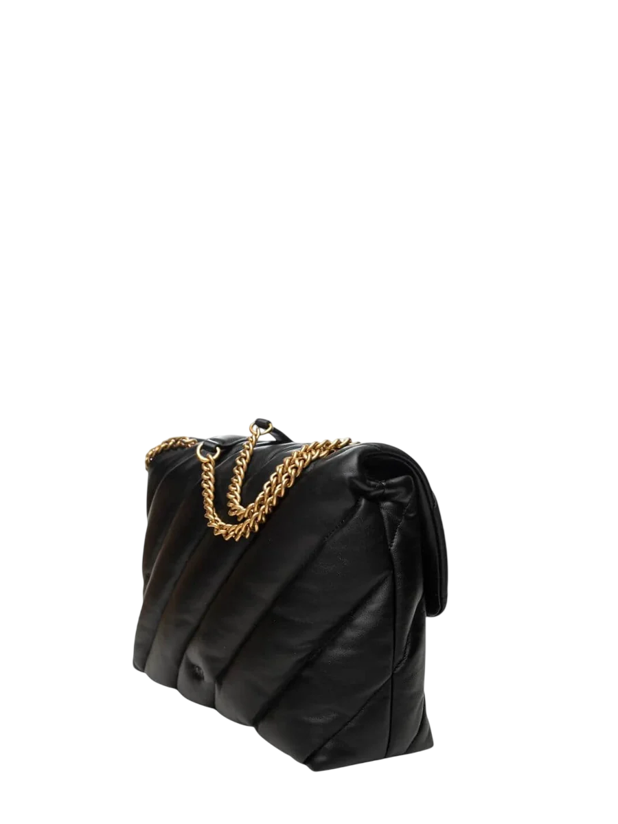 Pinko borsa Love Bag Puff Big in pelle con logo Love Birds nero oro 107615-A0F2 Z99Q PINKO 