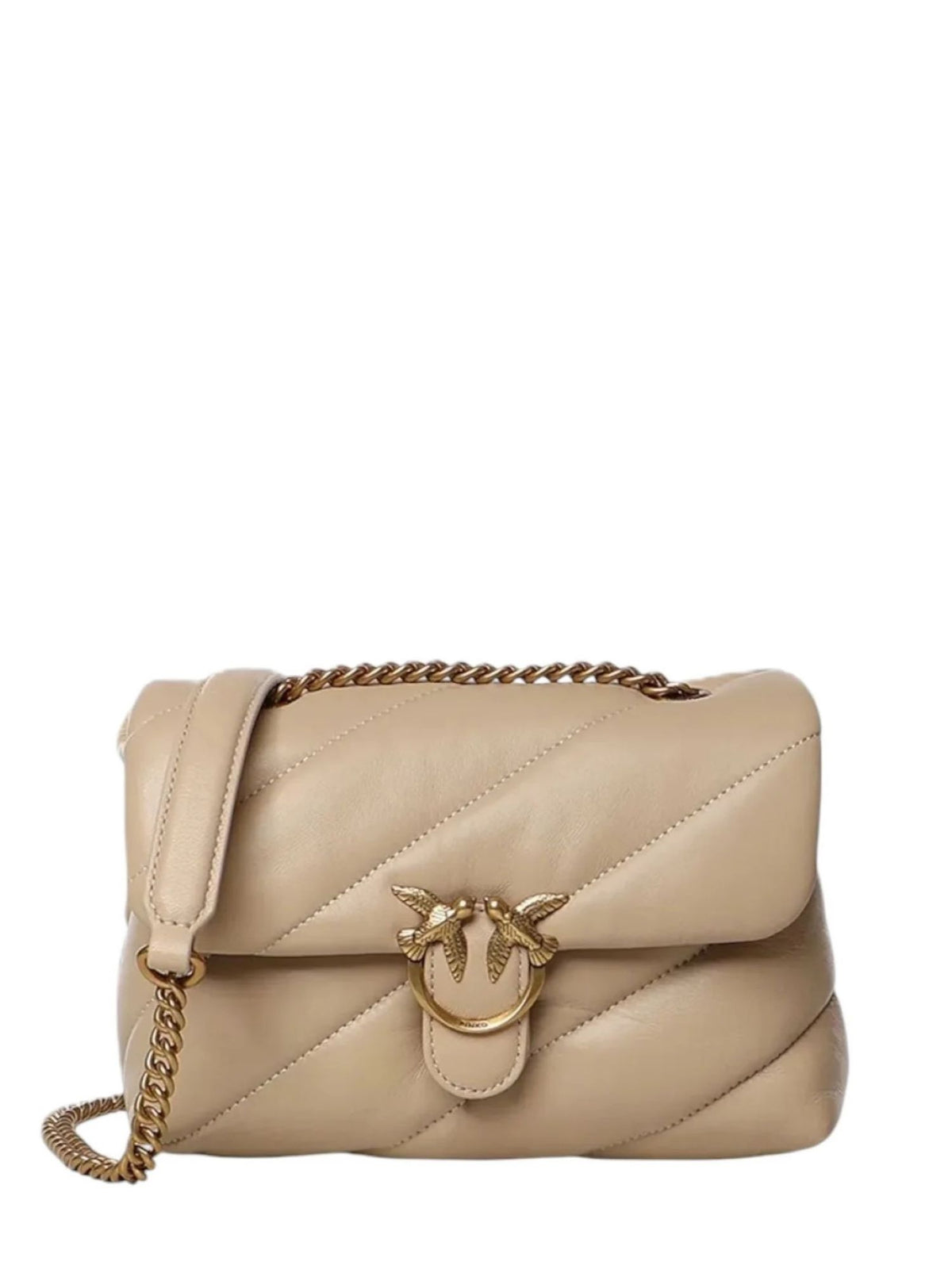 Pinko borsa Love Bag Classic Puff in pelle beige oro 107616-A0F2 C50Q PINKO 