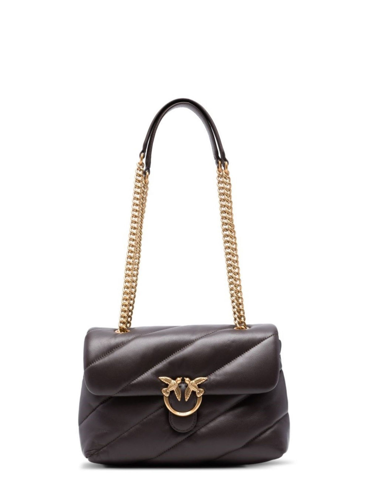 Pinko borsa Love Bag Classic Puff in pelle marrone oro 107616-A0F2 M12Q PINKO 