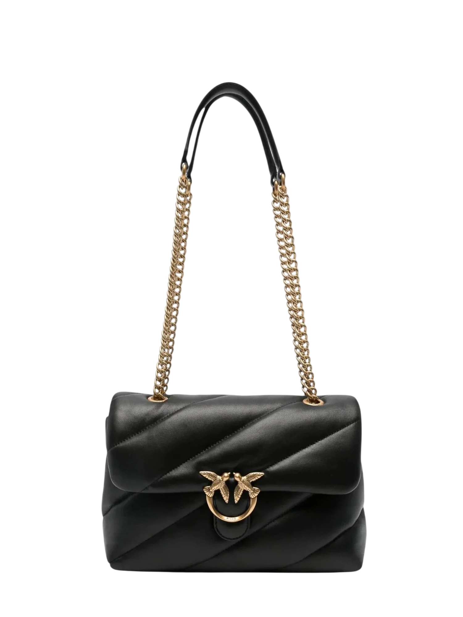 Pinko borsa Love Bag Classic Puff in pelle nero oro 107616-A0F2 Z99Q PINKO 