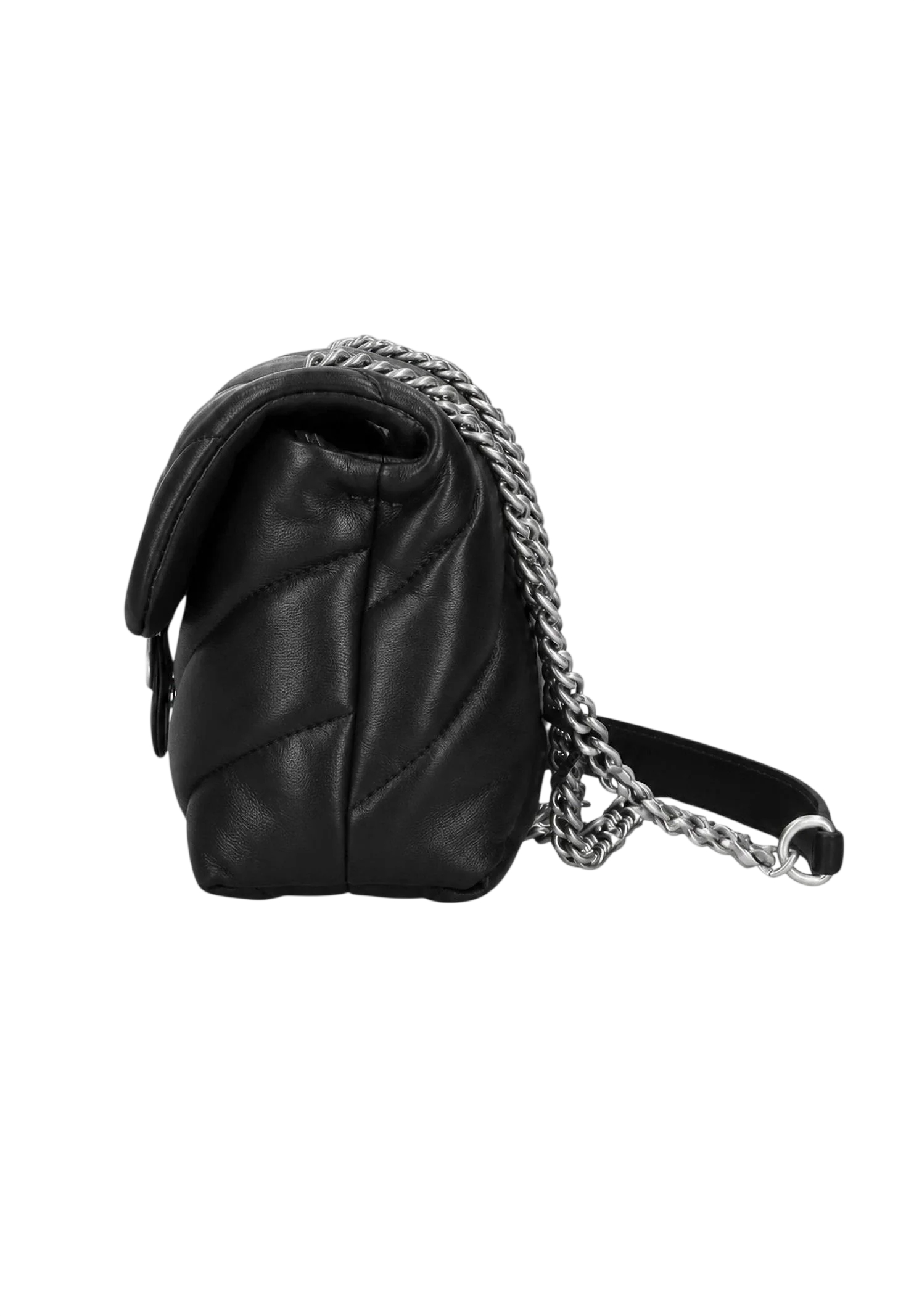 Pinko borsa a spalla Love Bag Puff Mini in pelle nero argento 107617-A0F2 Z99O PINKO 