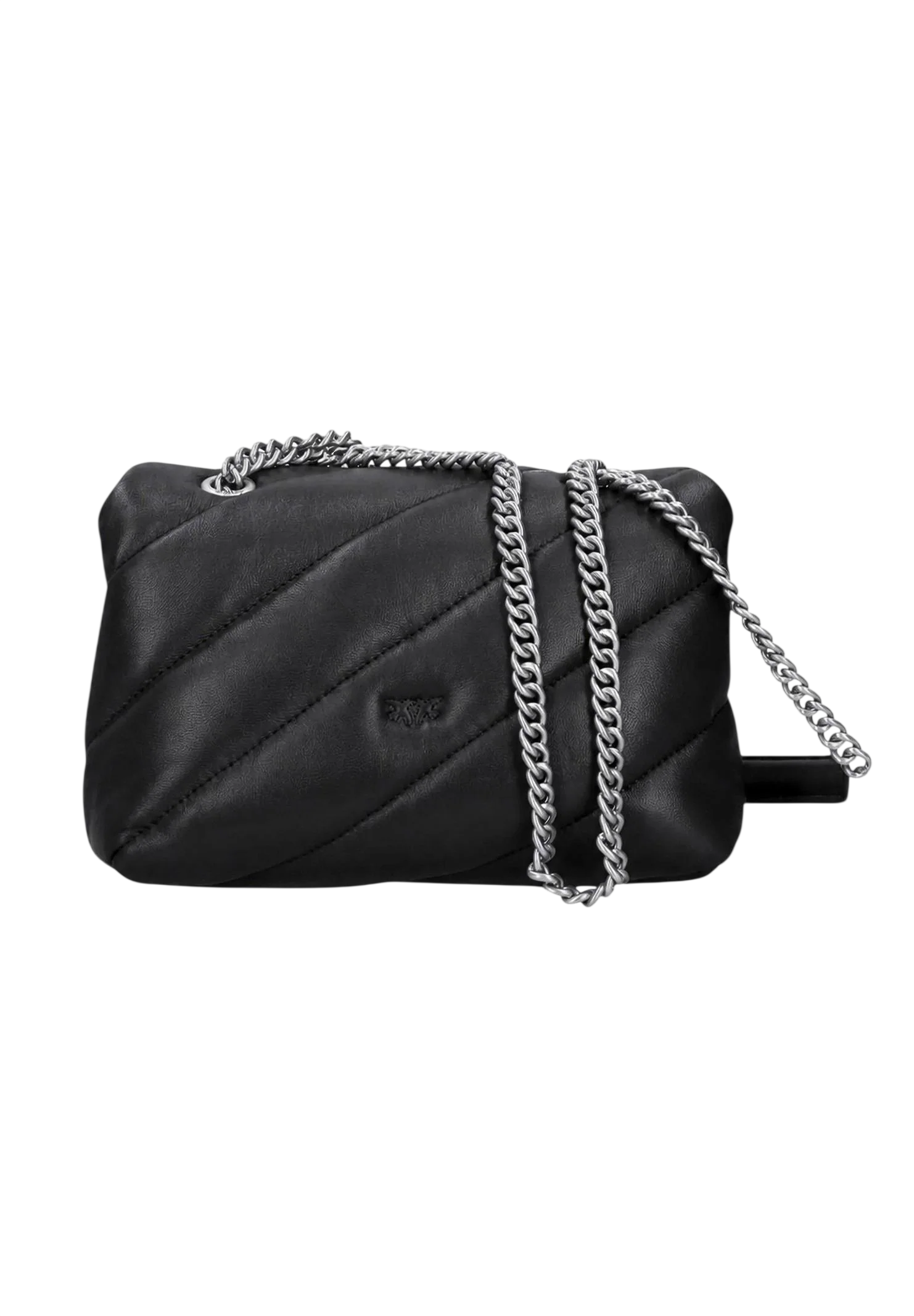 Pinko borsa a spalla Love Bag Puff Mini in pelle nero argento 107617-A0F2 Z99O PINKO 