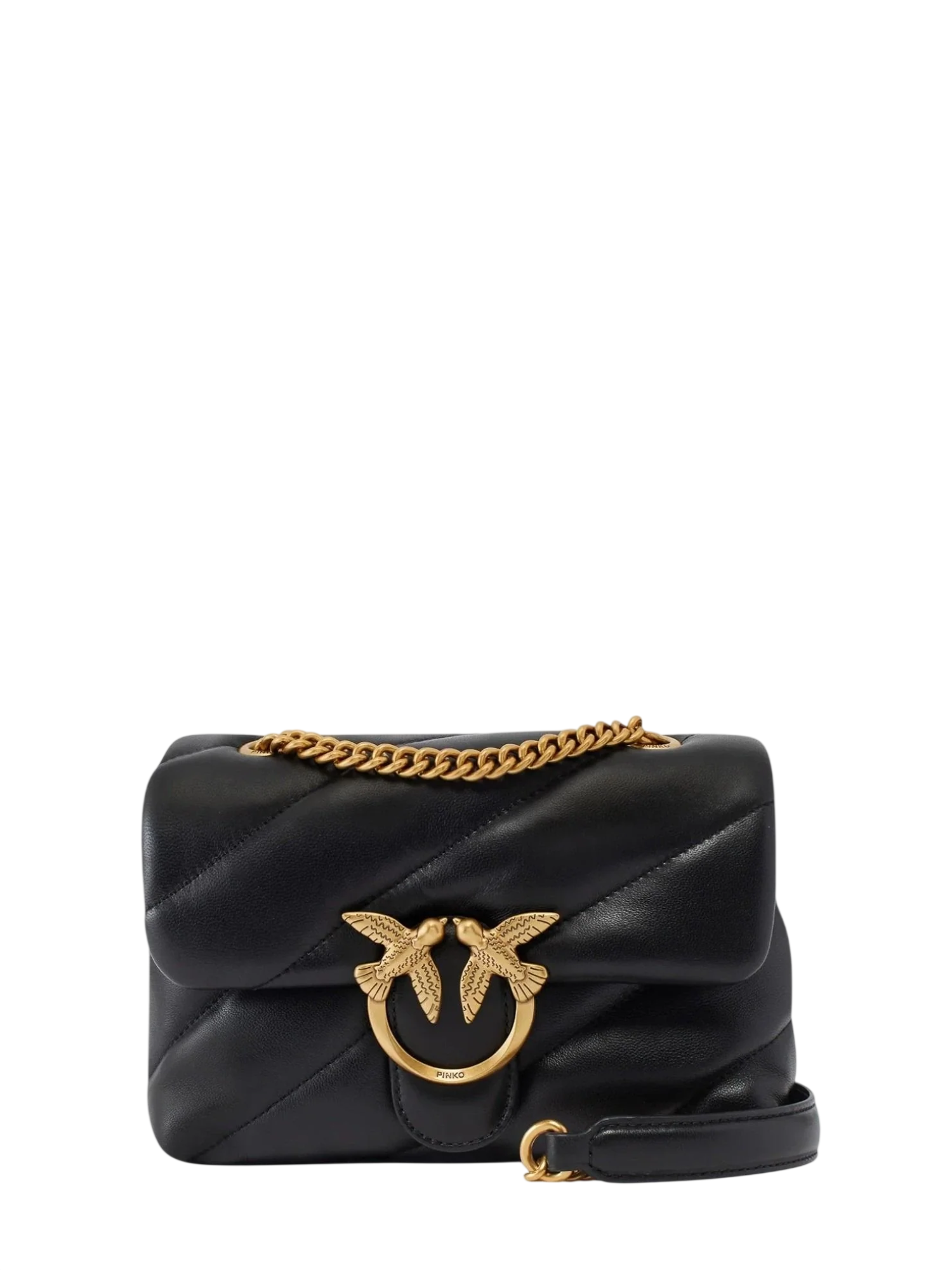 Pinko borsa Love Bag Puff Mini in pelle nero oro 107617-A0F2 Z99Q PINKO 