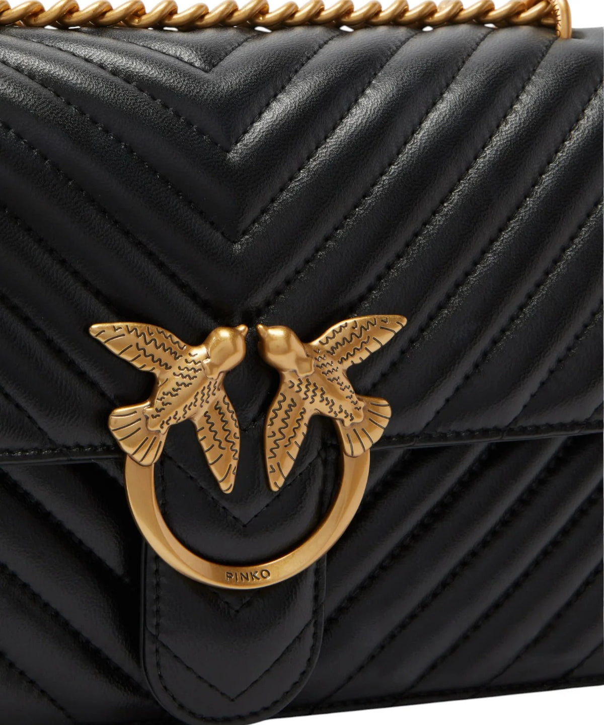 Pinko borsa Love Bag One Classic in pelle trapuntata chevron nero oro 107619-A0GK Z99Q PINKO 