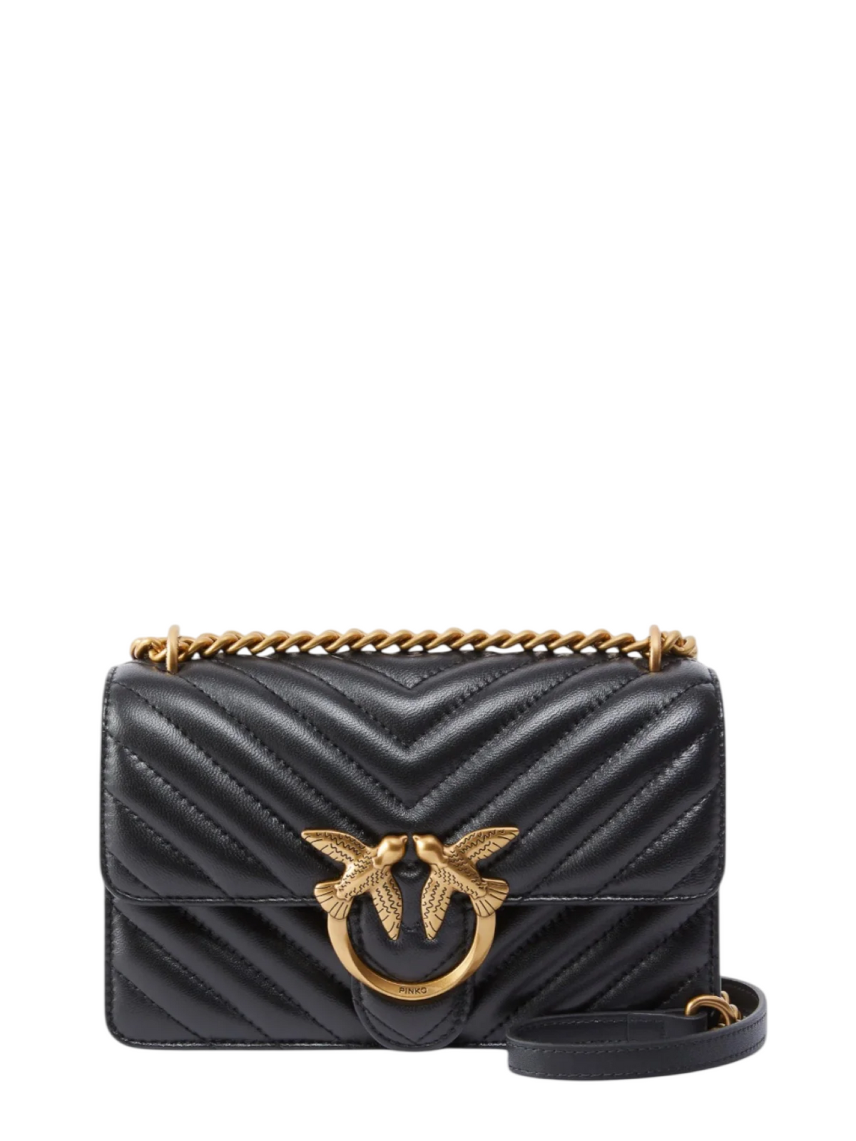 Pinko borsa Love Bag One Mini Small in pelle chevron nero 107620-A0GK Z99Q PINKO 