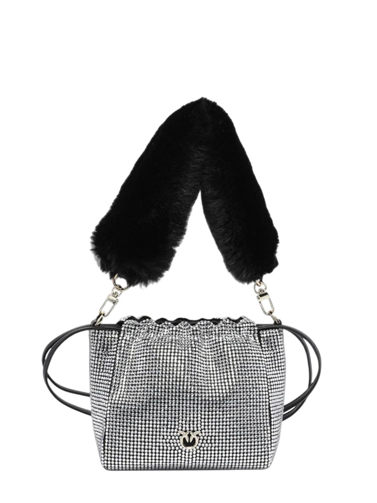 Pinko borsa a secchiello Pouch Full Strass  nero 107635-A3M9 Z99Y PINKO 