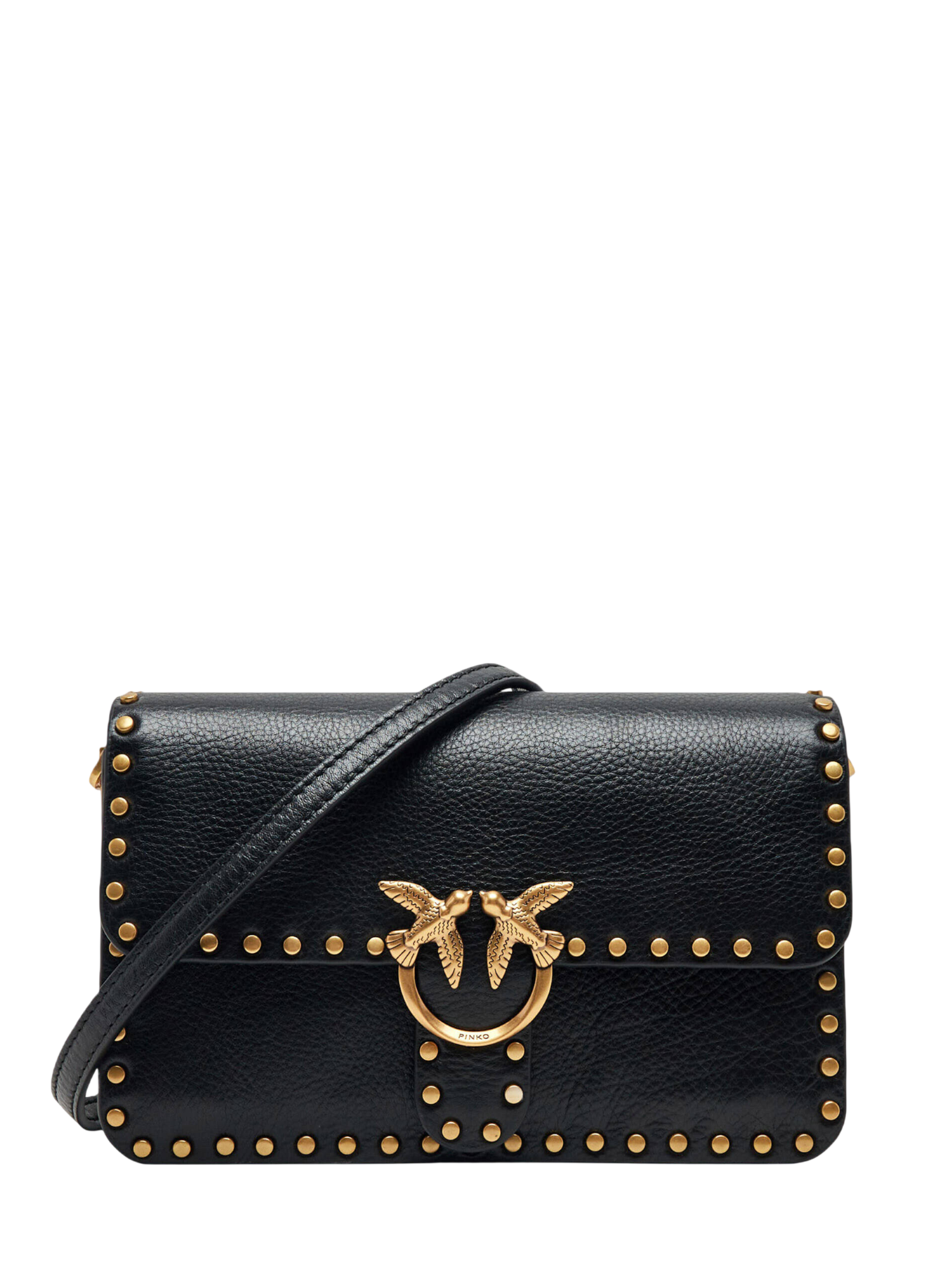 Pinko borsa a tracolla Love Bag One Slouchy con borchie nero oro 107665-A2JG Z99Q PINKO 