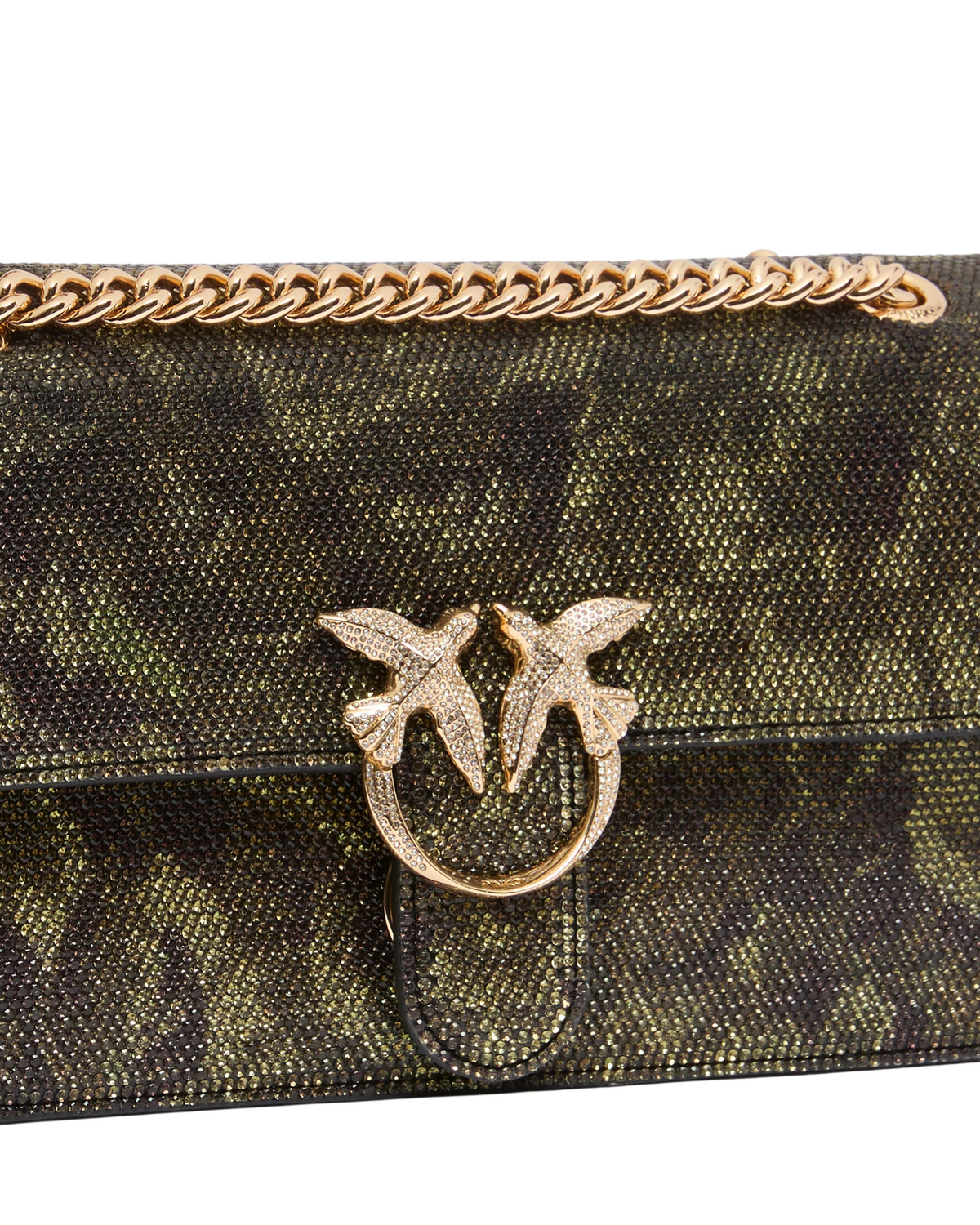Pinko borsa Love Bag One Mini Light con strass camouflage verde 107675-A3LL ST3Y PINKO 
