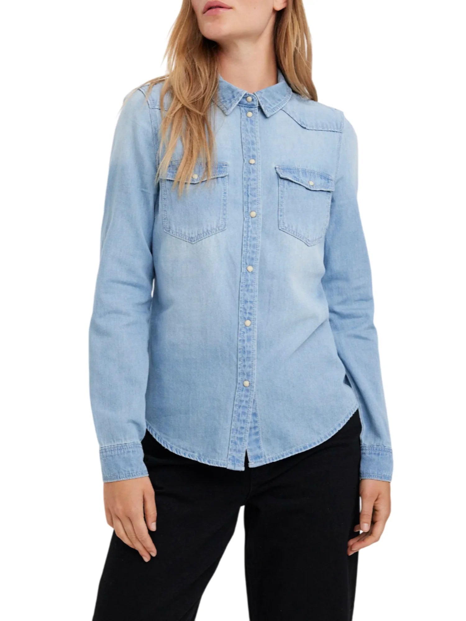 Vero Moda camicia di jeans donna lavaggio blu chiaro 10277523 LIGHT BLUE DENIM-BIRCH STITCH VERO MODA 