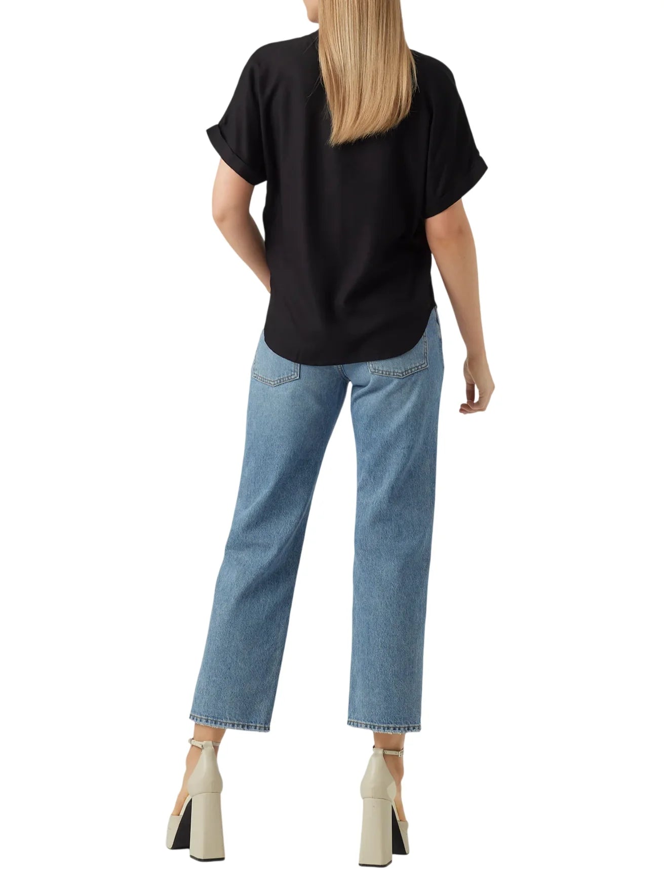 Vero Moda T-shirt manica corta in viscosa nero 10279697 BLACK VERO MODA 