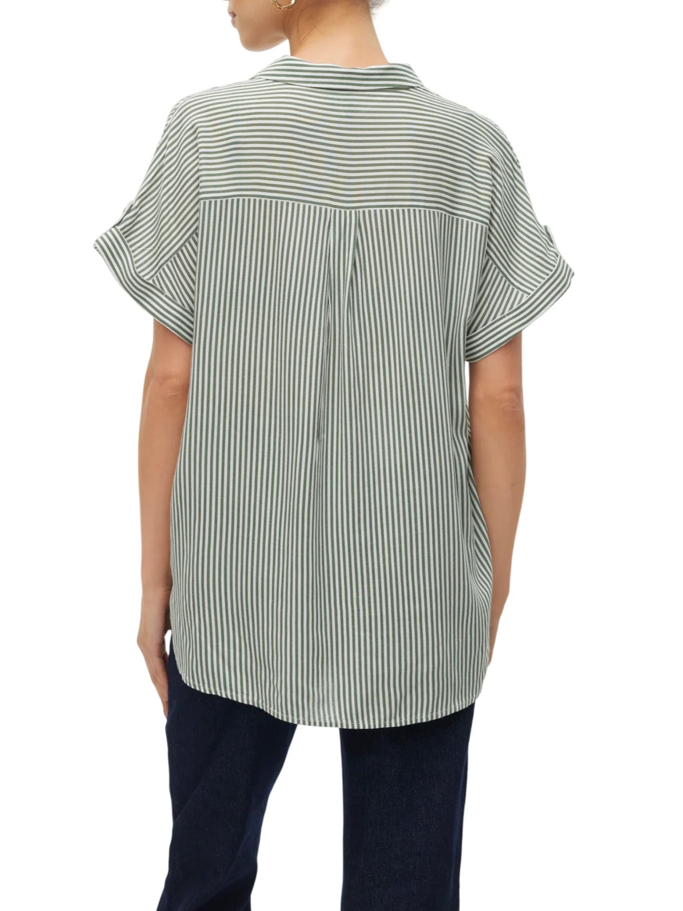 Vero Moda camicia a righe manica corta donna verde bianco 10310139 LAUREL WREATH-SNOW WHITE VERO MODA 