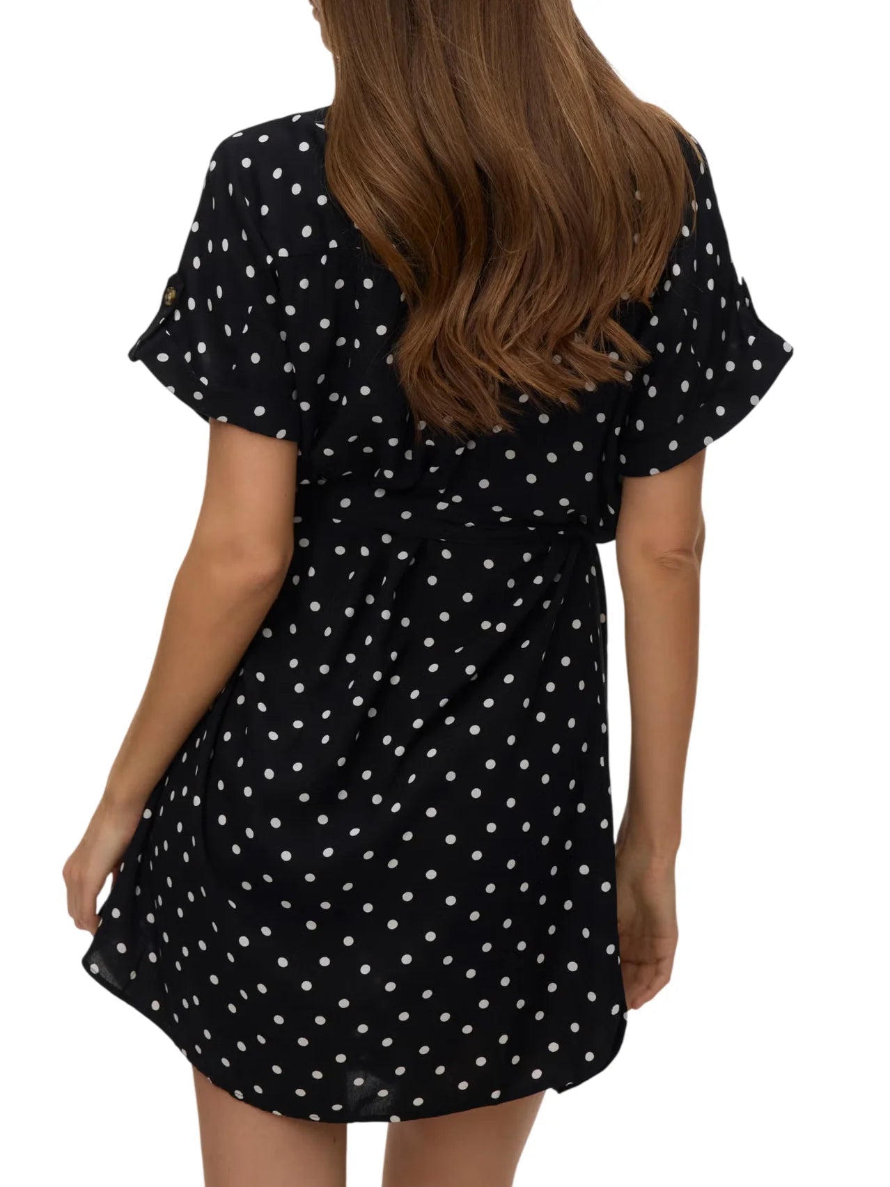 Vero Moda abito corto a pois con cintina nero bianco 10325828 BLACK-SNOW WHITE CLARA DOT VERO MODA 