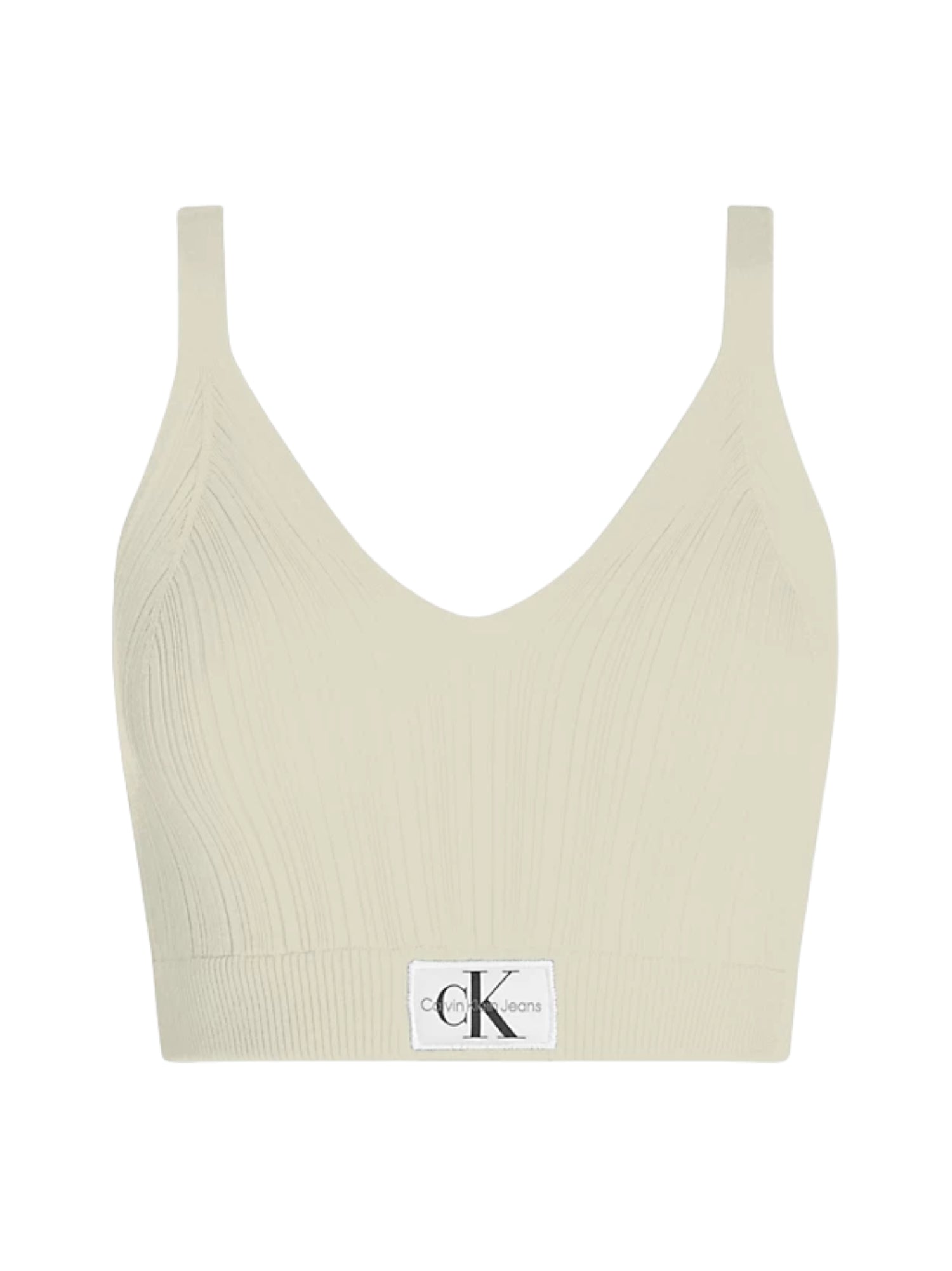 Calvin Klein Jeans top crop in maglia a costine ecrù J20J223152 LFU Calvin Klein Jeans 