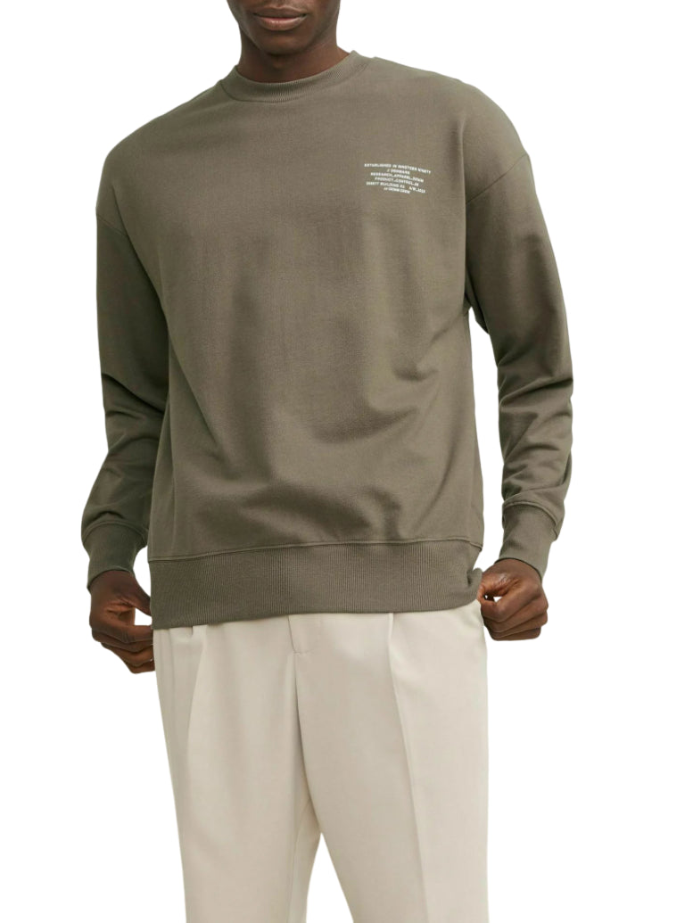 Jack&Jones felpa in spugna di cotone verde militare 12250647 BUNGEE CORD JACK&JONES 