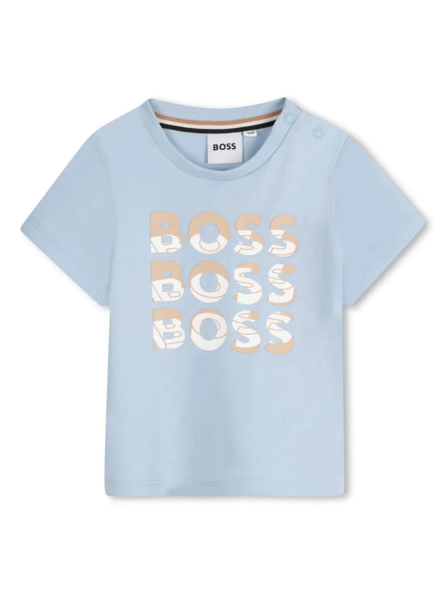 Boss T-shirt neonato maniche corte con logo celeste J52113 BLU PERSIANO BOSS 