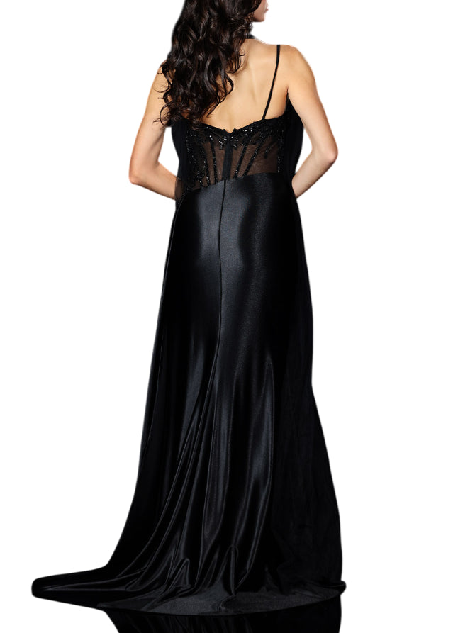 Impero Couture abito da cerimonia con corpetto ricamato nero KD2485 NERO IMPERO Couture 