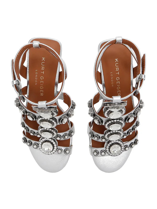 Kurt Geiger sandali alti Octavia Gladiatore con applicazioni gioiello argento 4369263109 SILVER KURT GEIGER 