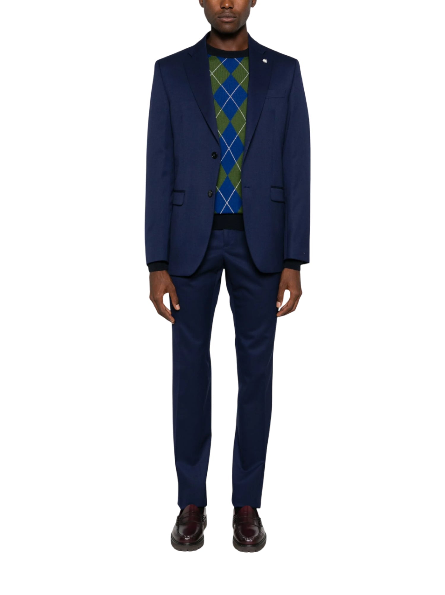 Manuel Ritz abito uomo monopetto in micro fantasia blu 3832A3318-253143 89 MANUEL RITZ 