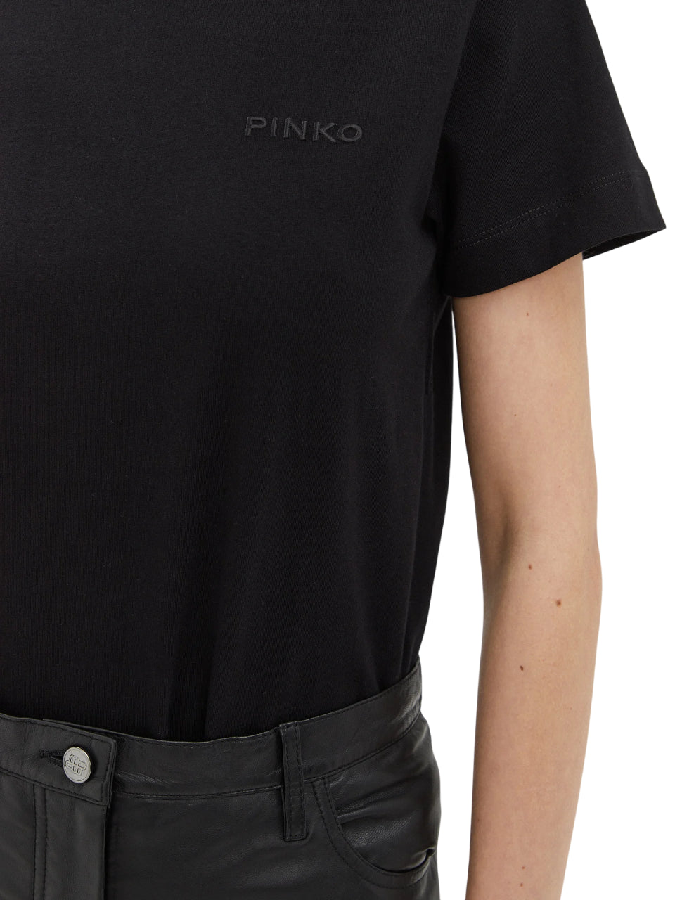 Pinko T-shirt manica corta Star con logo ricamato nero 101752-A2HN Z99 PINKO 