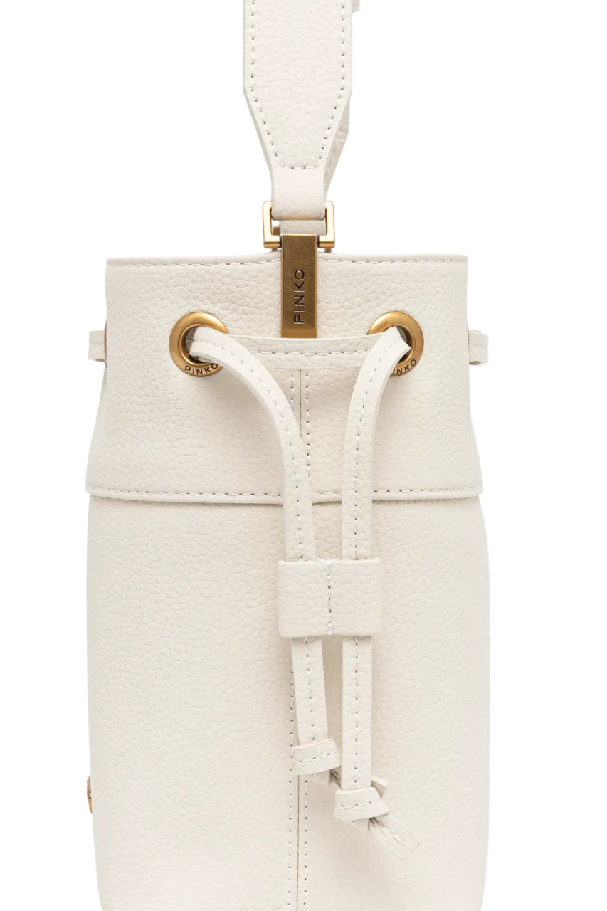 Pinko borsa a secchiello in pelle martellata bianco 104303-A29Q Z14Q PINKO 