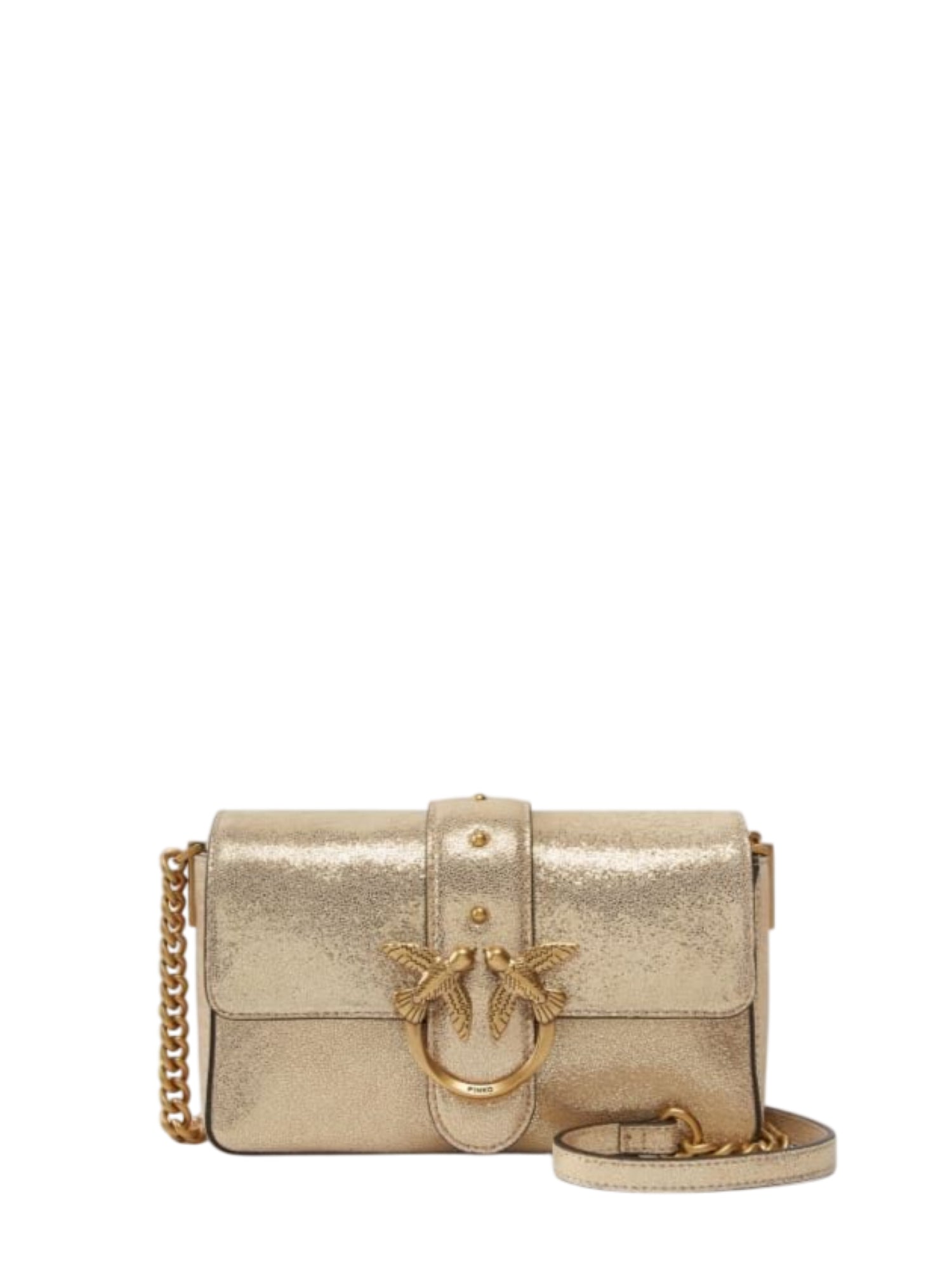 Pinko borsa Love One Mini Slouchy in suede laminato oro 104345-A27K HI0Q PINKO 
