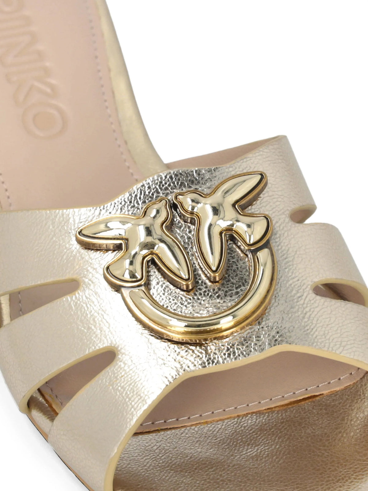 Pinko ciabatta Marli in pelle laminata con logo platino SD0313P049 Z22 PINKO 