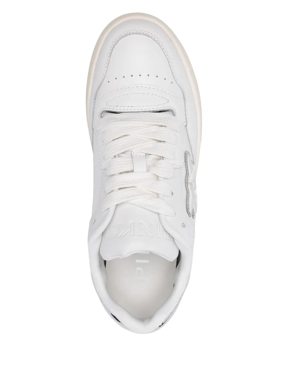 Pinko sneakers Mandy in pelle con logo Love Birds bianco argento SS0077P014 ZI6 PINKO 