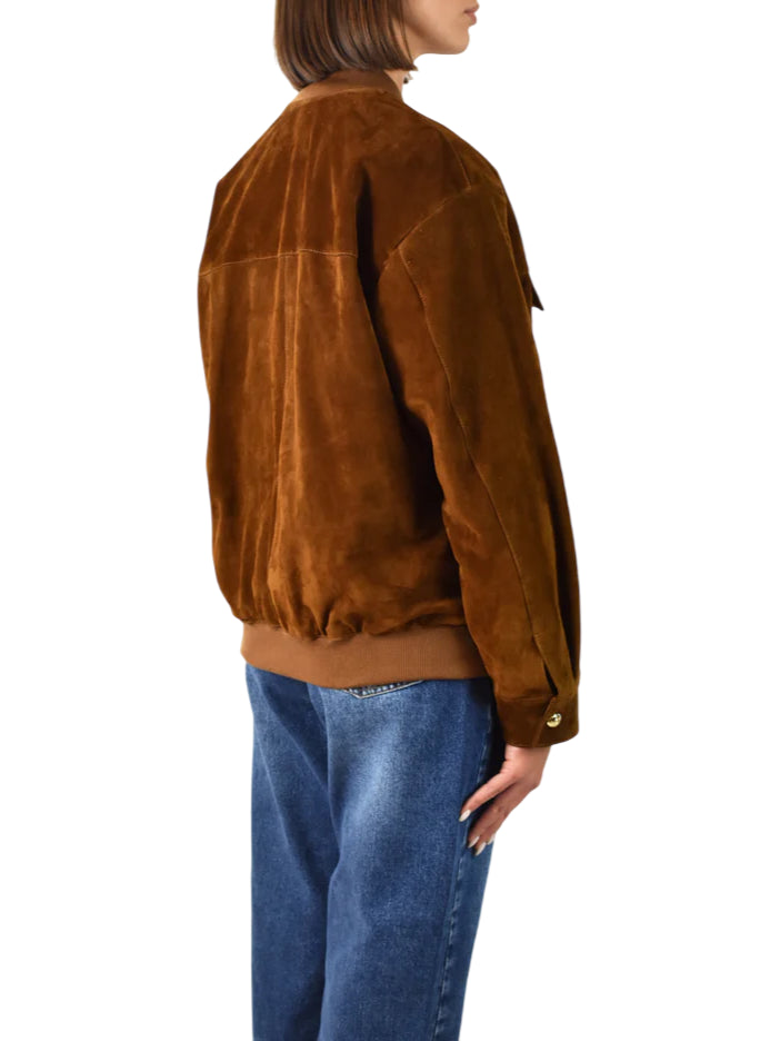 Vicolo giubbino bomber in pelle scamosciata marrone cuoio TD0147 CUOIO VICOLO 