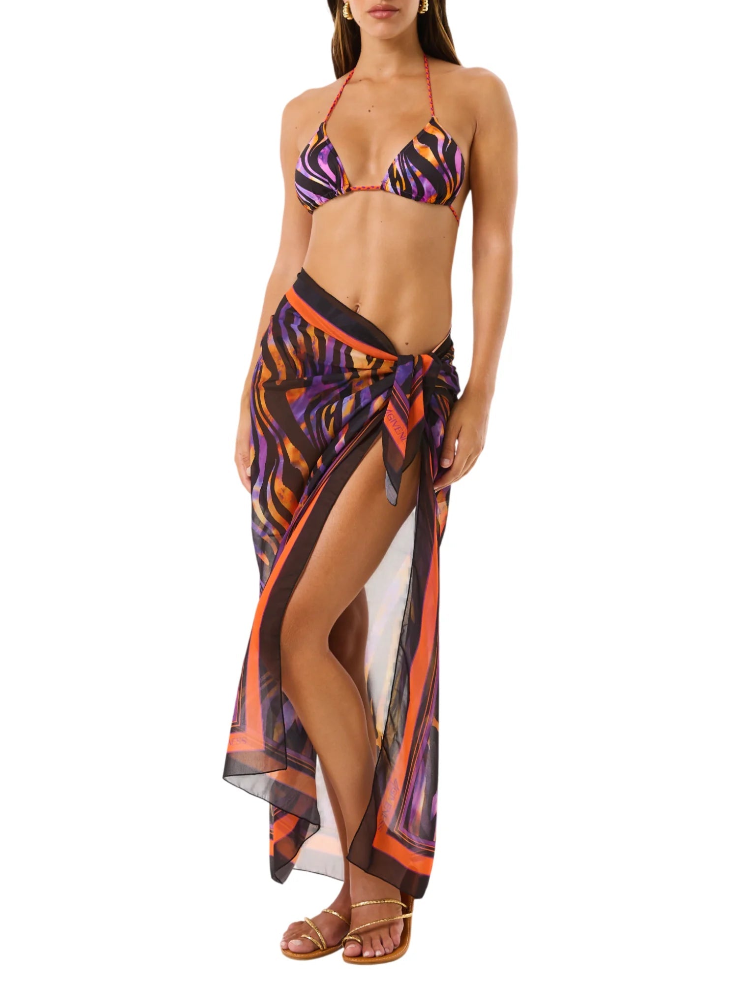 4giveness pareo donna in fantasia Hypnotic zebra viola arancio 126WACPR5787 200 4Giveness 