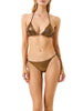 4giveness bikini triangolo e slip con laccetti spalmato bronzo