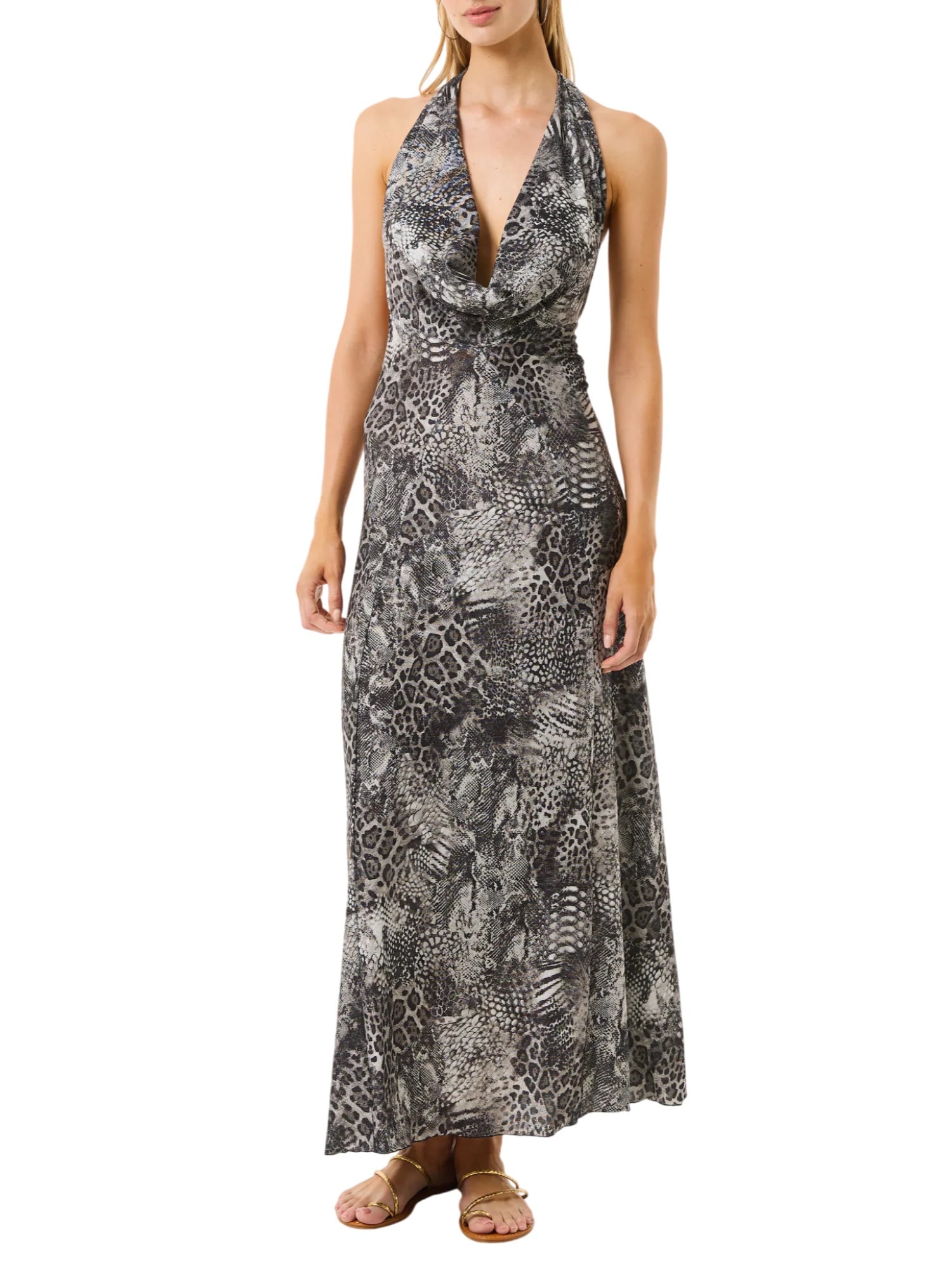 4giveness abito lungo lurex animalier grigio 126WRWAL5764 200 4Giveness 