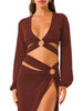 4giveness top crop Soft Touche con cut out marrone